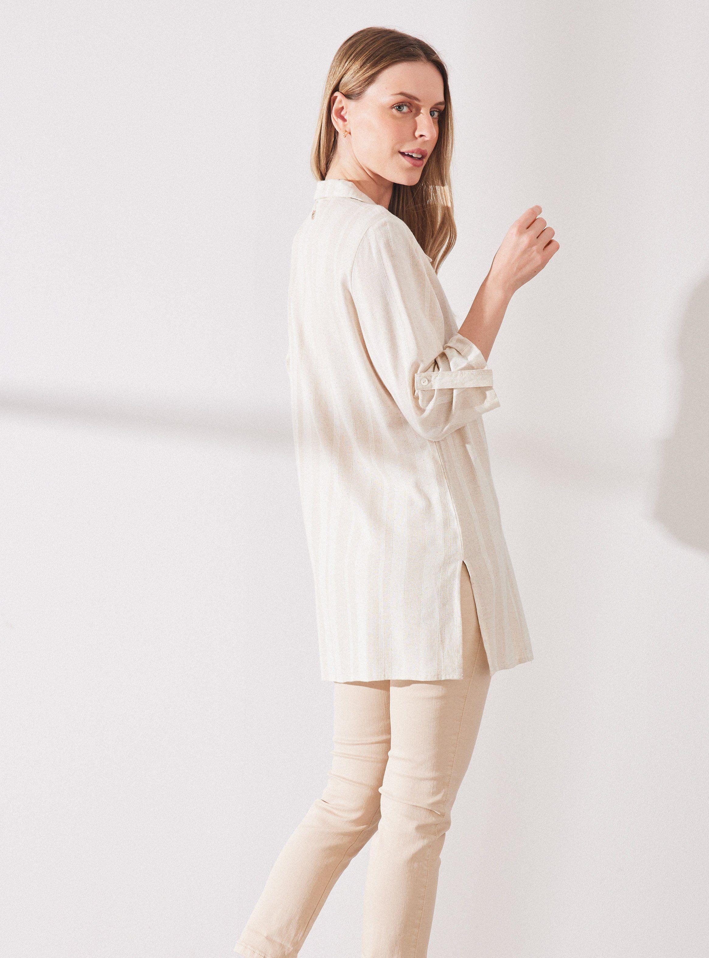 Blusa de Lino Larga Rayada-5