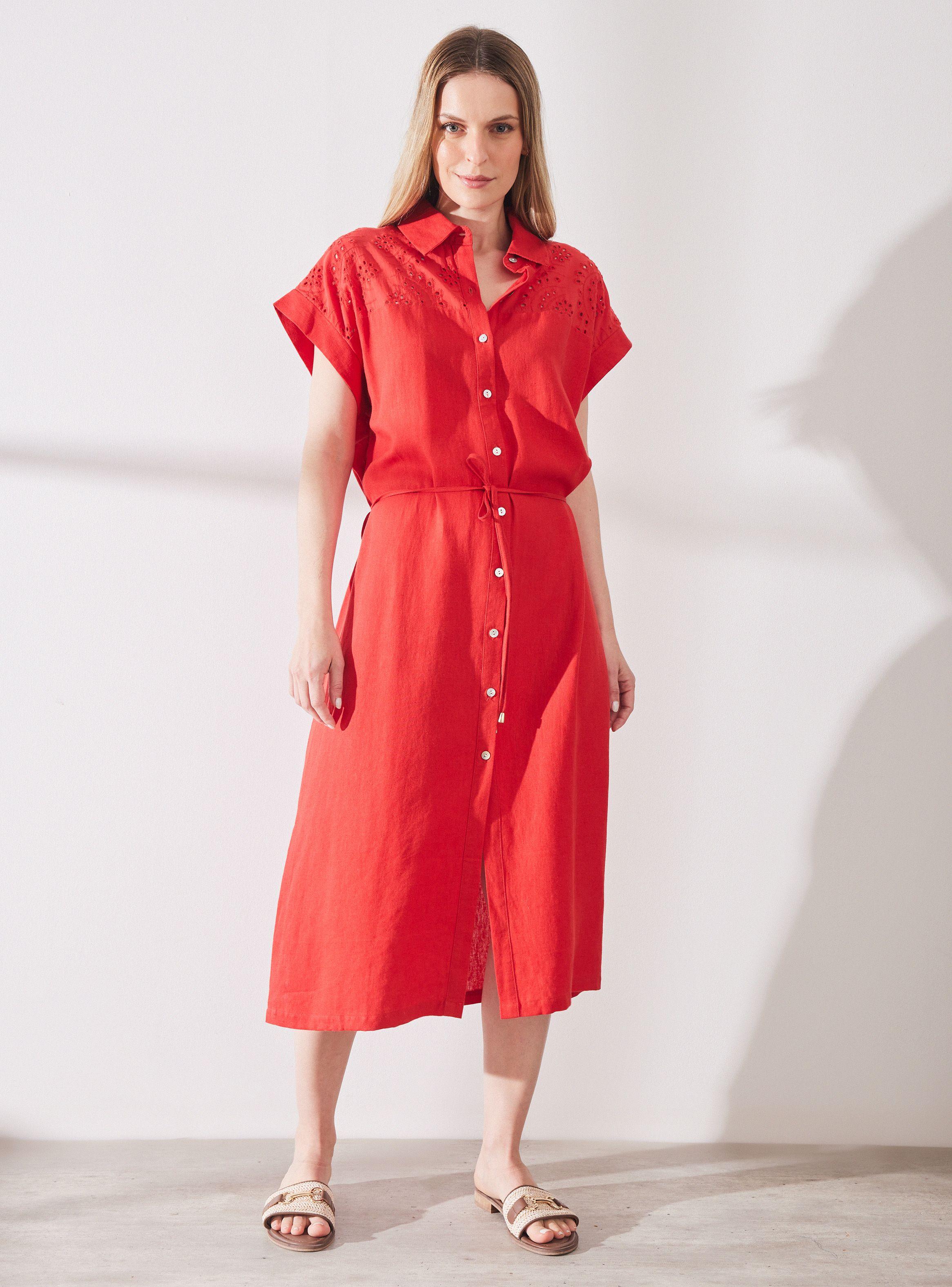 Vestido de Lino con Aplicación Bordada-4