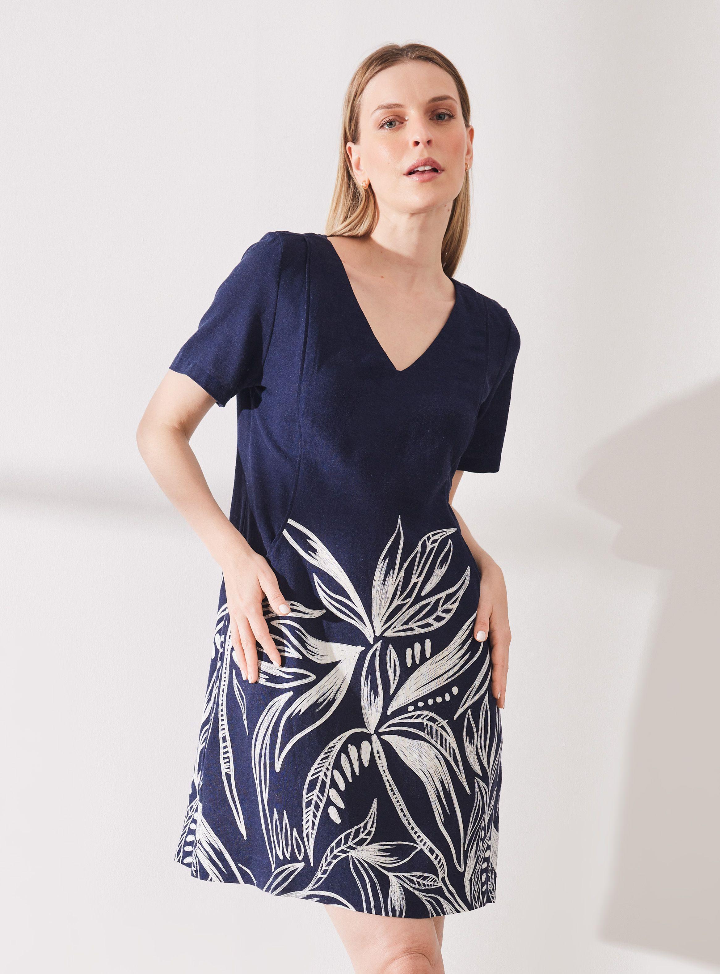 Vestido de Lino Estampado-0