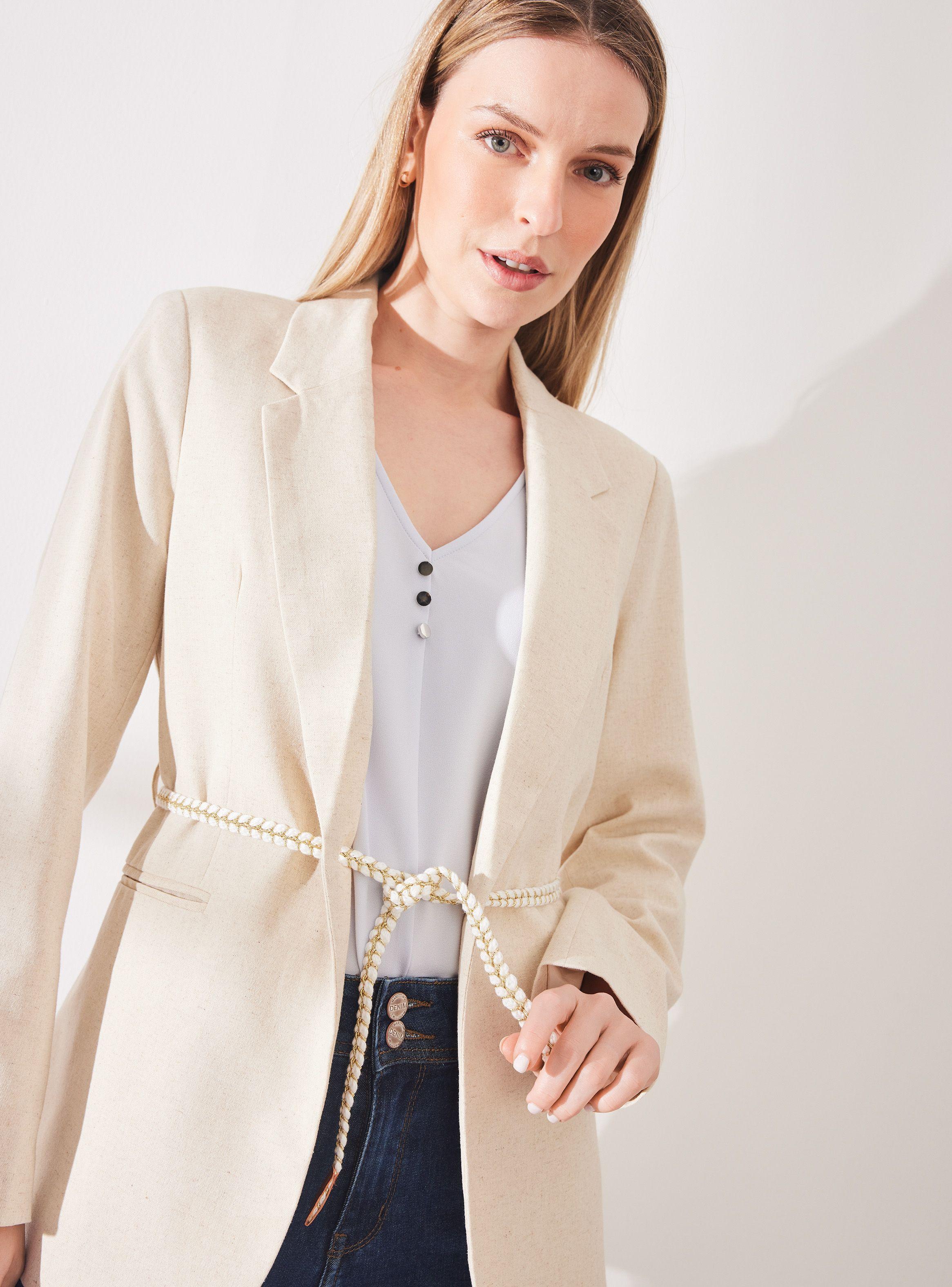 Chaqueta Blazer con Amarra Ajustable en Cintura-2