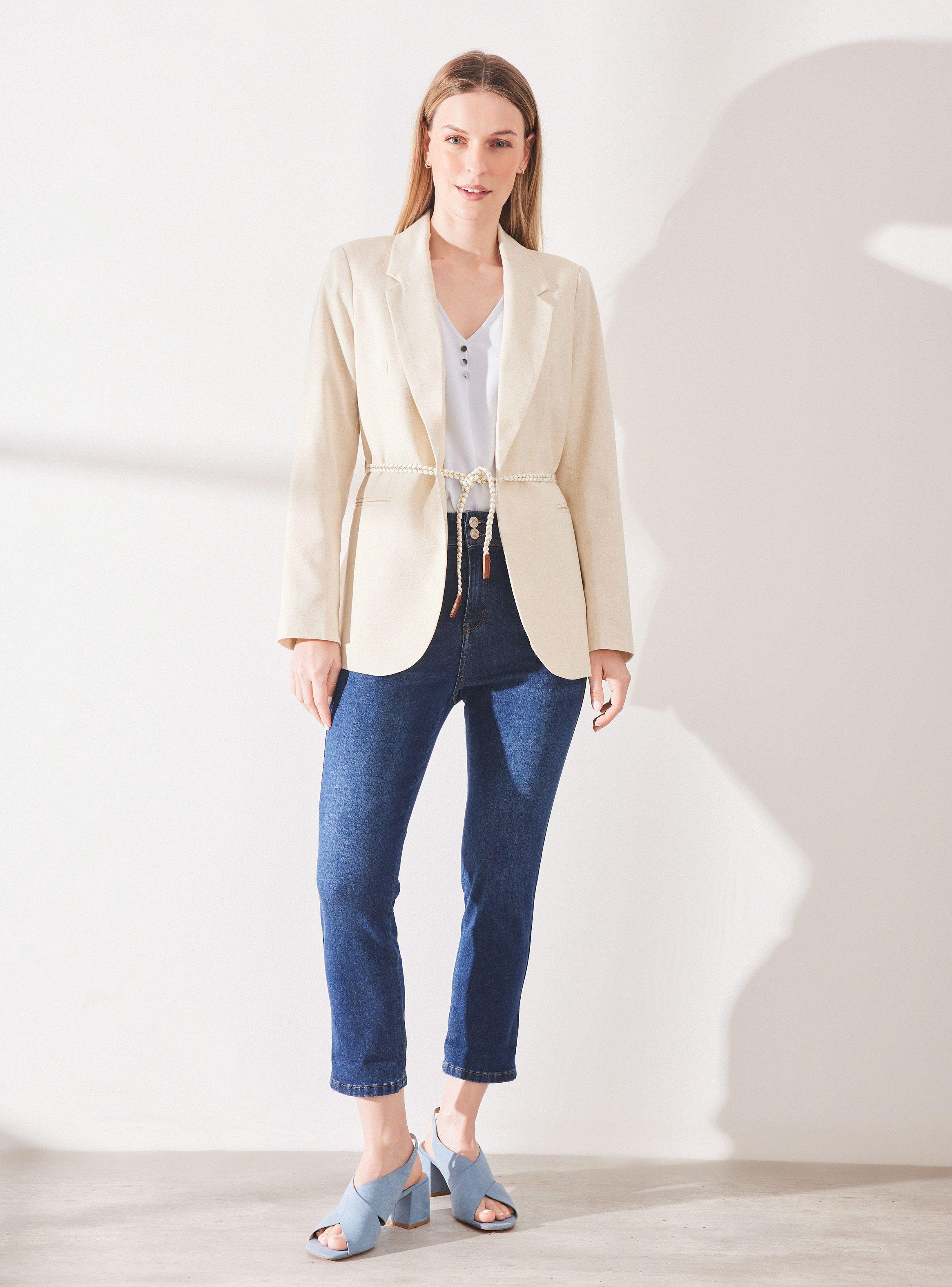Chaqueta Blazer con Amarra Ajustable en Cintura-4