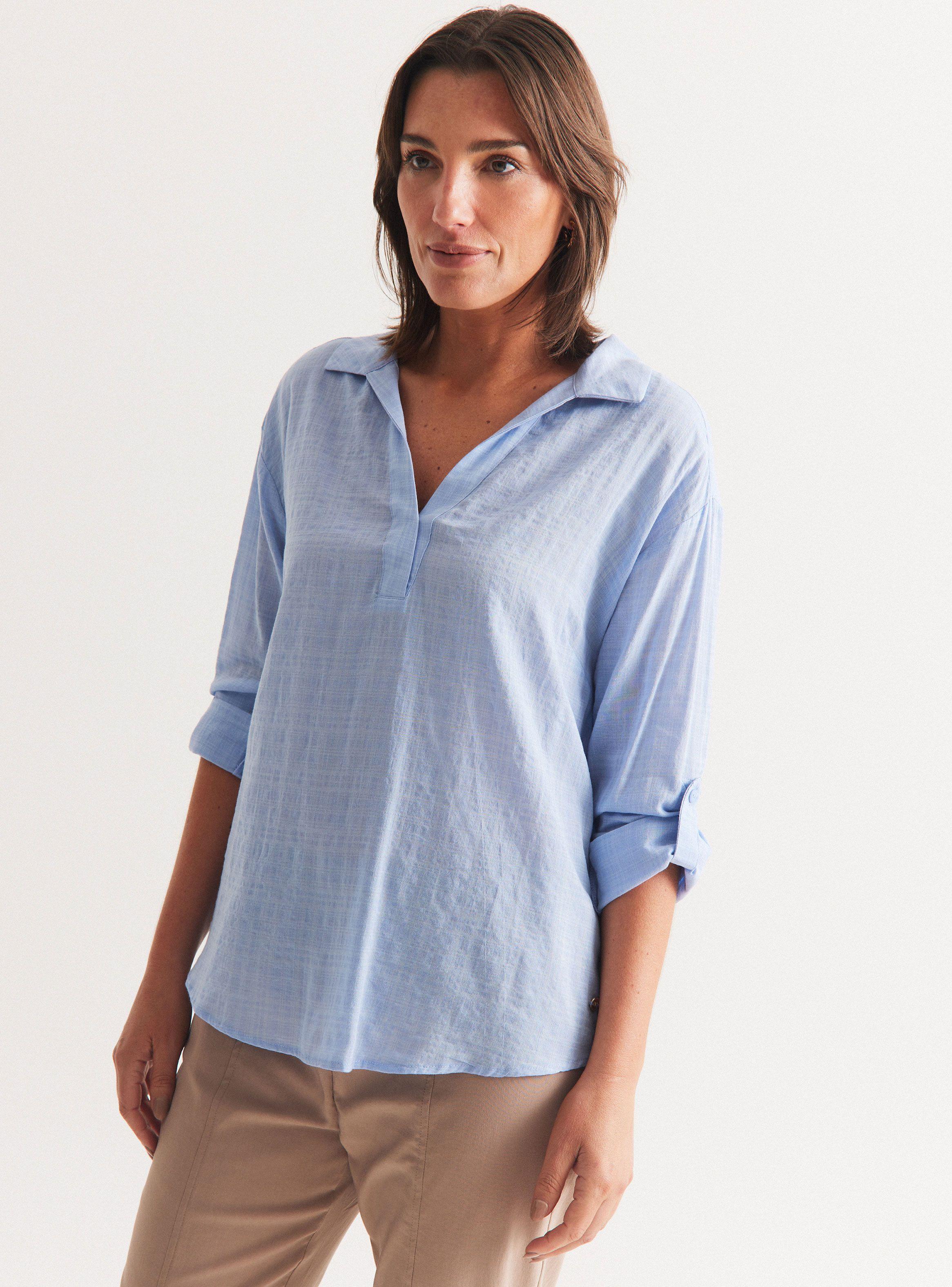 Blusa Escote V Diseño Liso-0