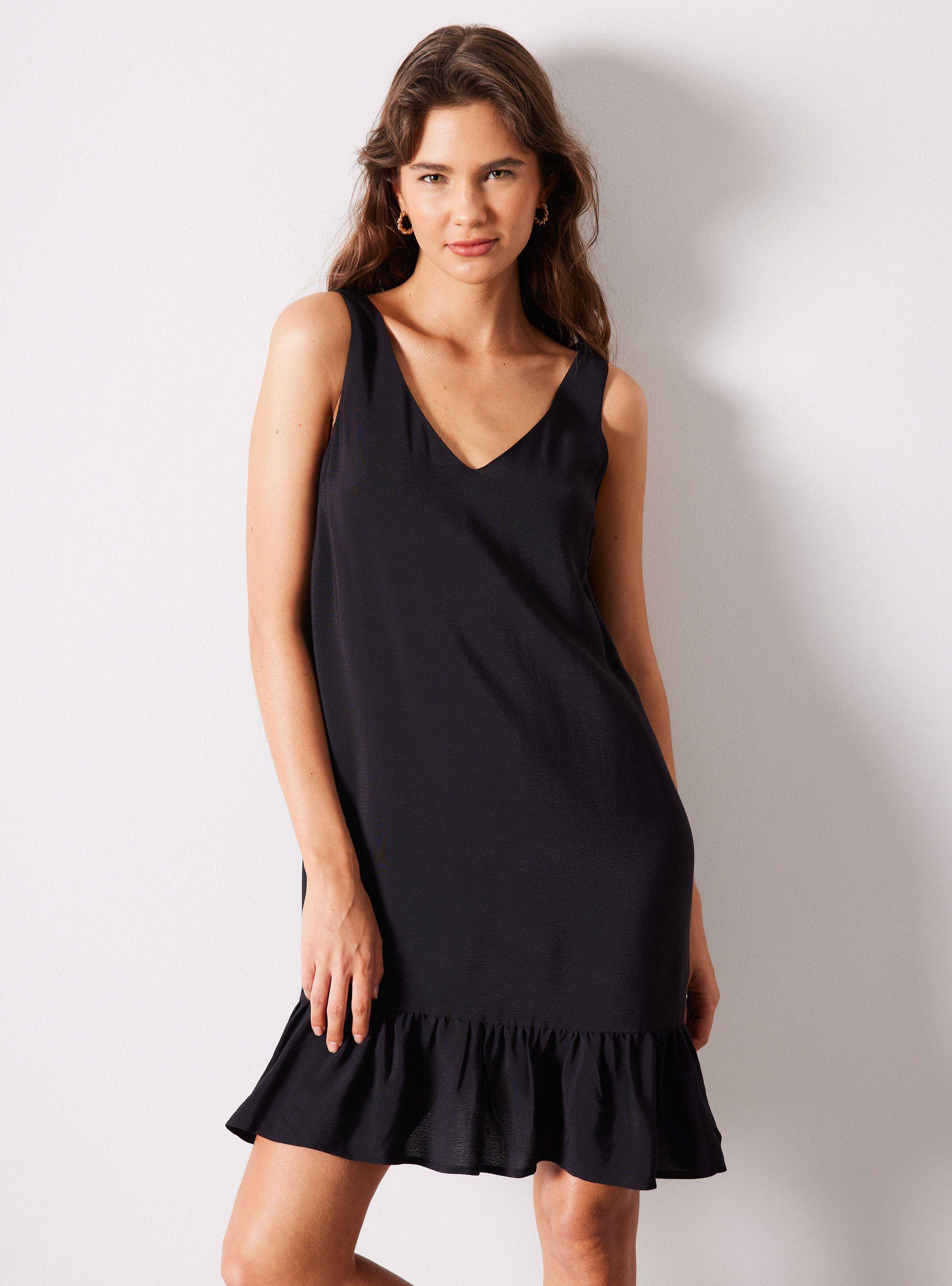 Vestido Corto Escote V y Tirante Ancho-0