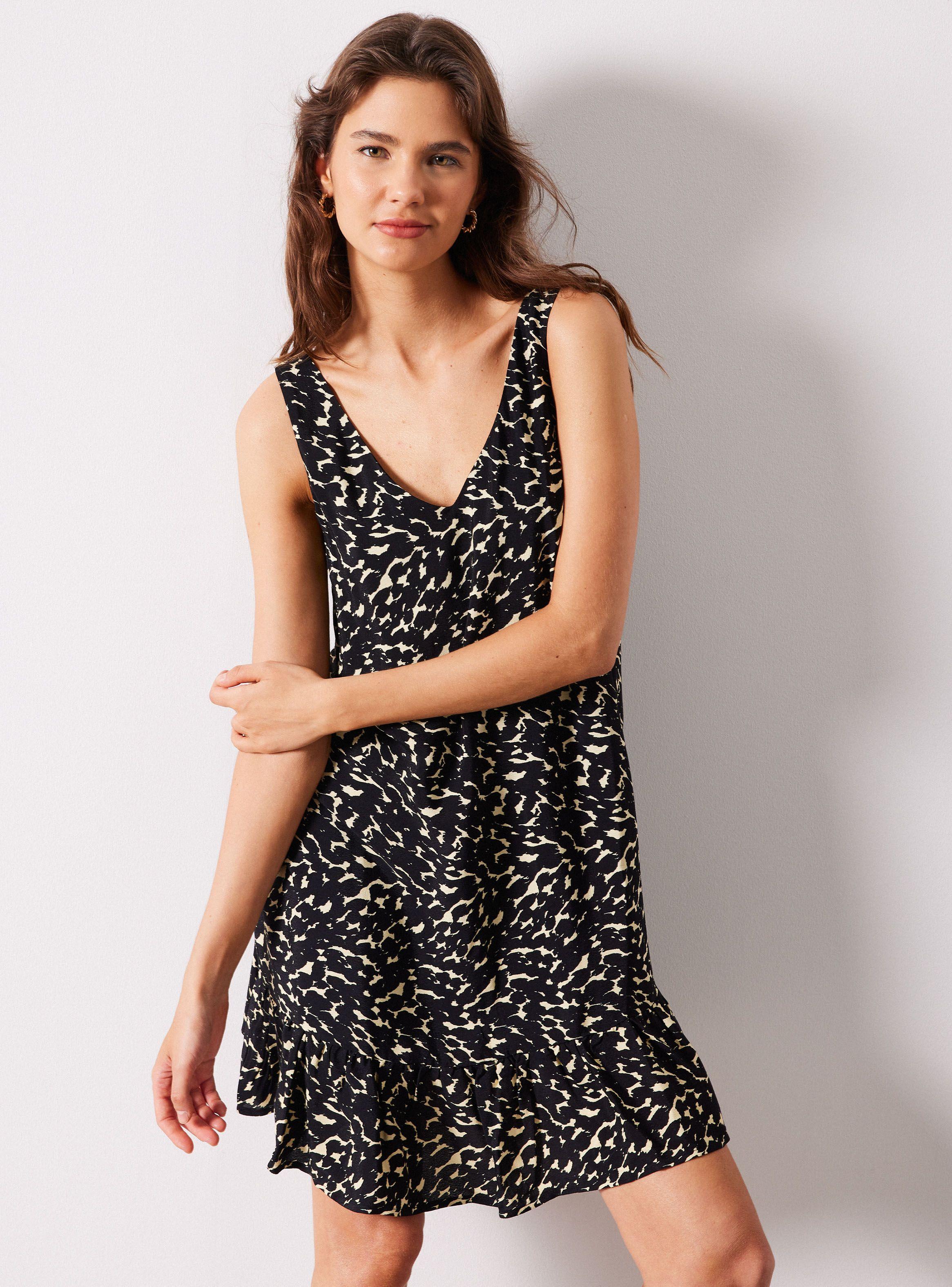 Vestido Corto Escote V y Tirante Ancho-0