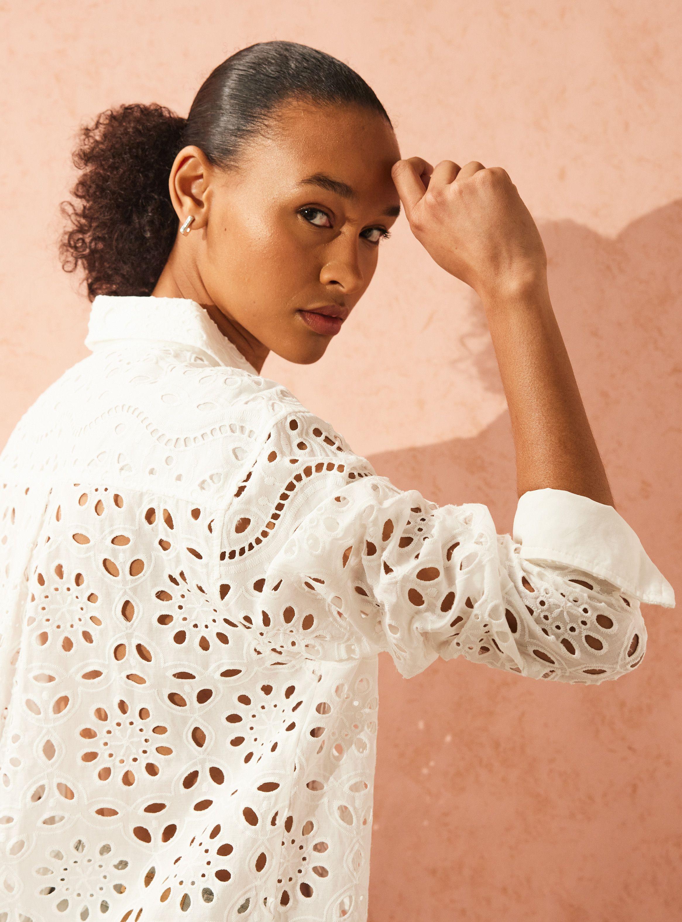 Blusa Camisera de Tela Bordada-1