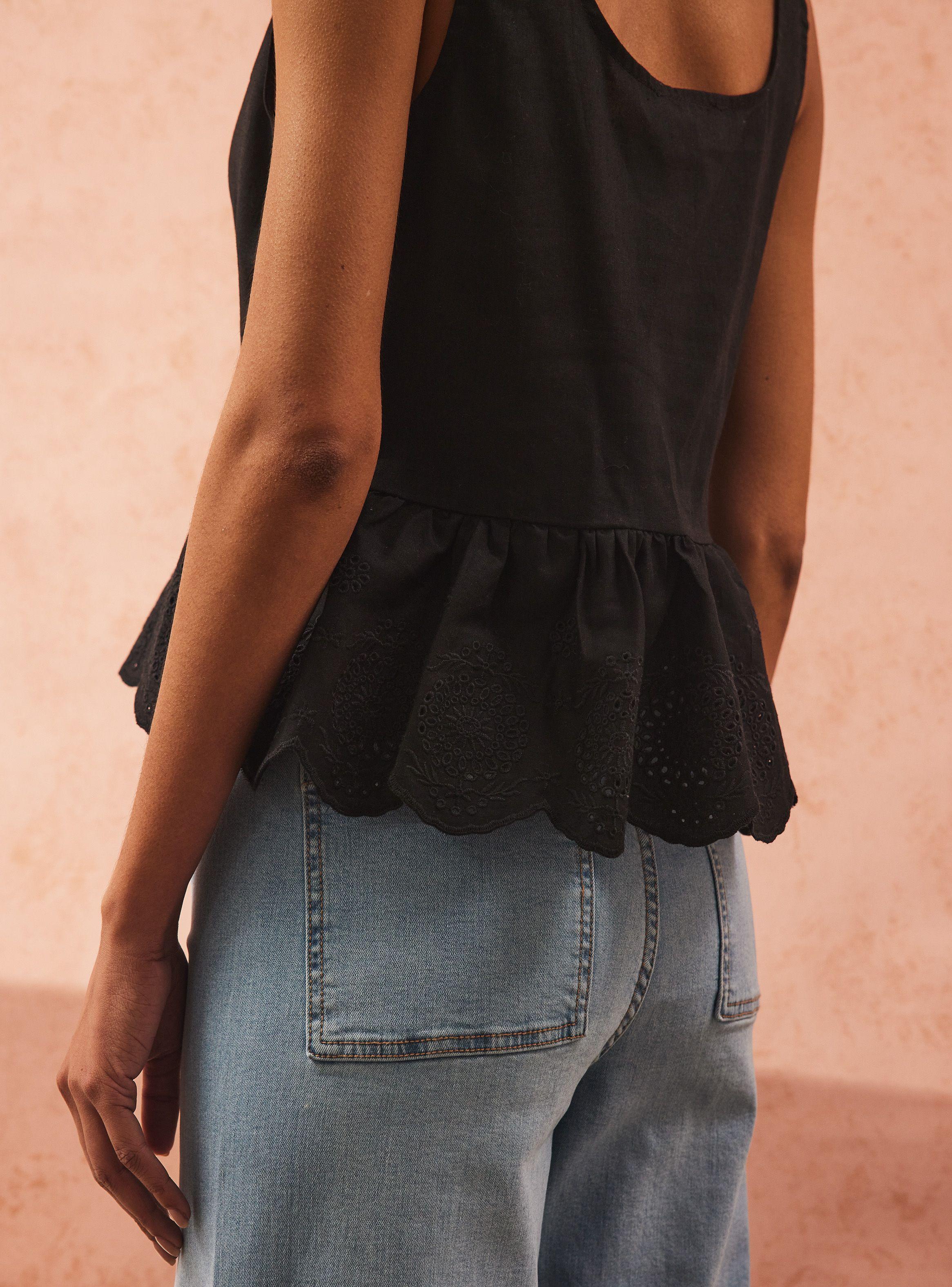 Blusa Corte Peplum con Tela Bordada-3