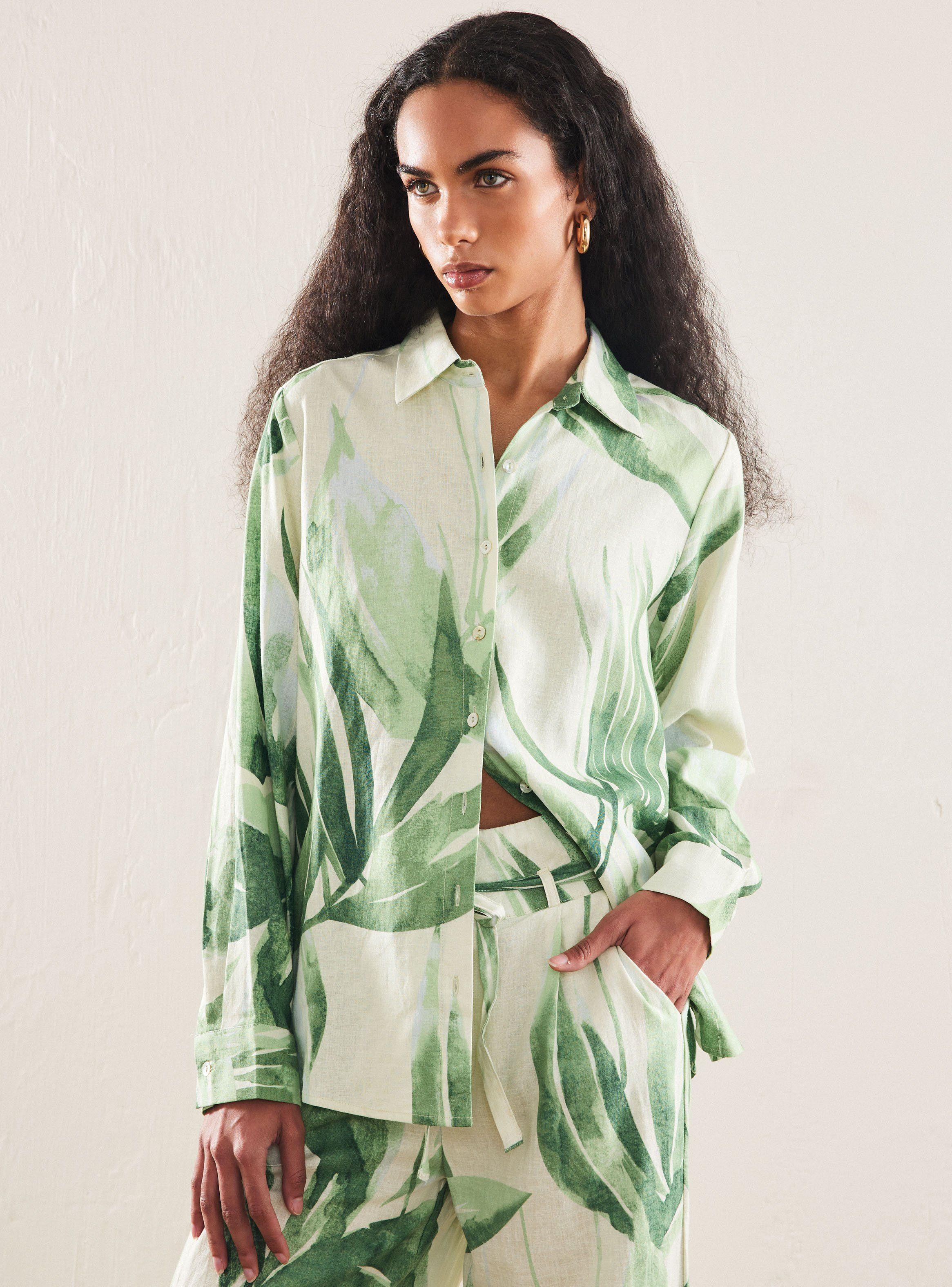 Blusa Estampada con Lino-0