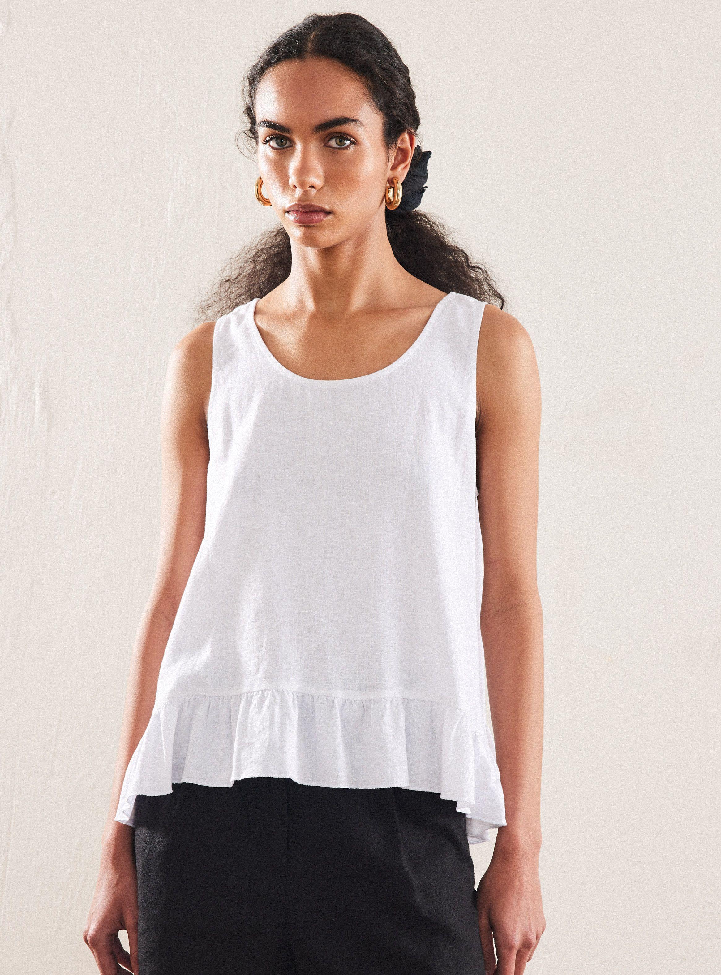 Blusa Cuello Redondo Basta Vuelo con Lino-0