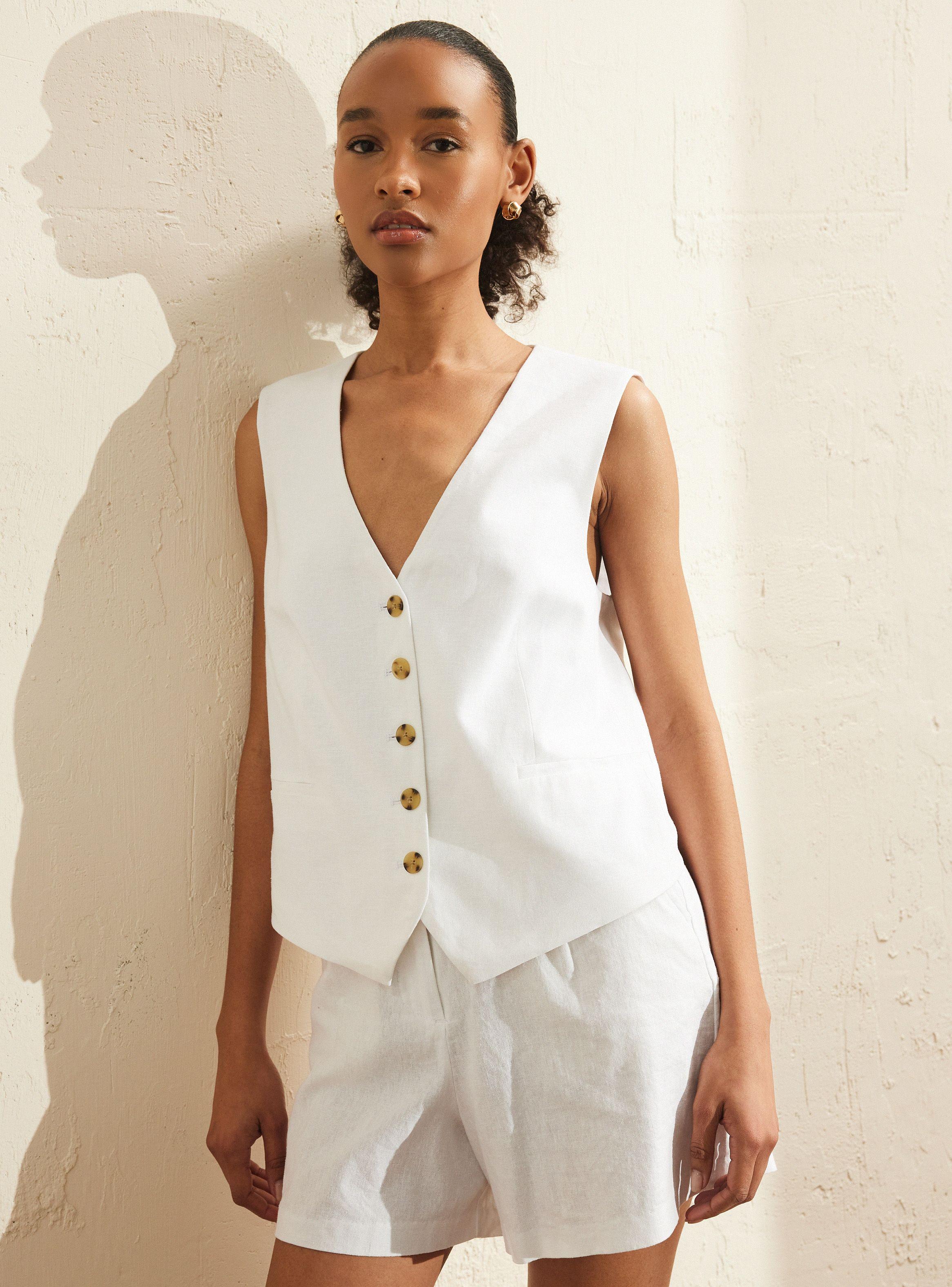 Blazer Vest Holgado con Lino-0