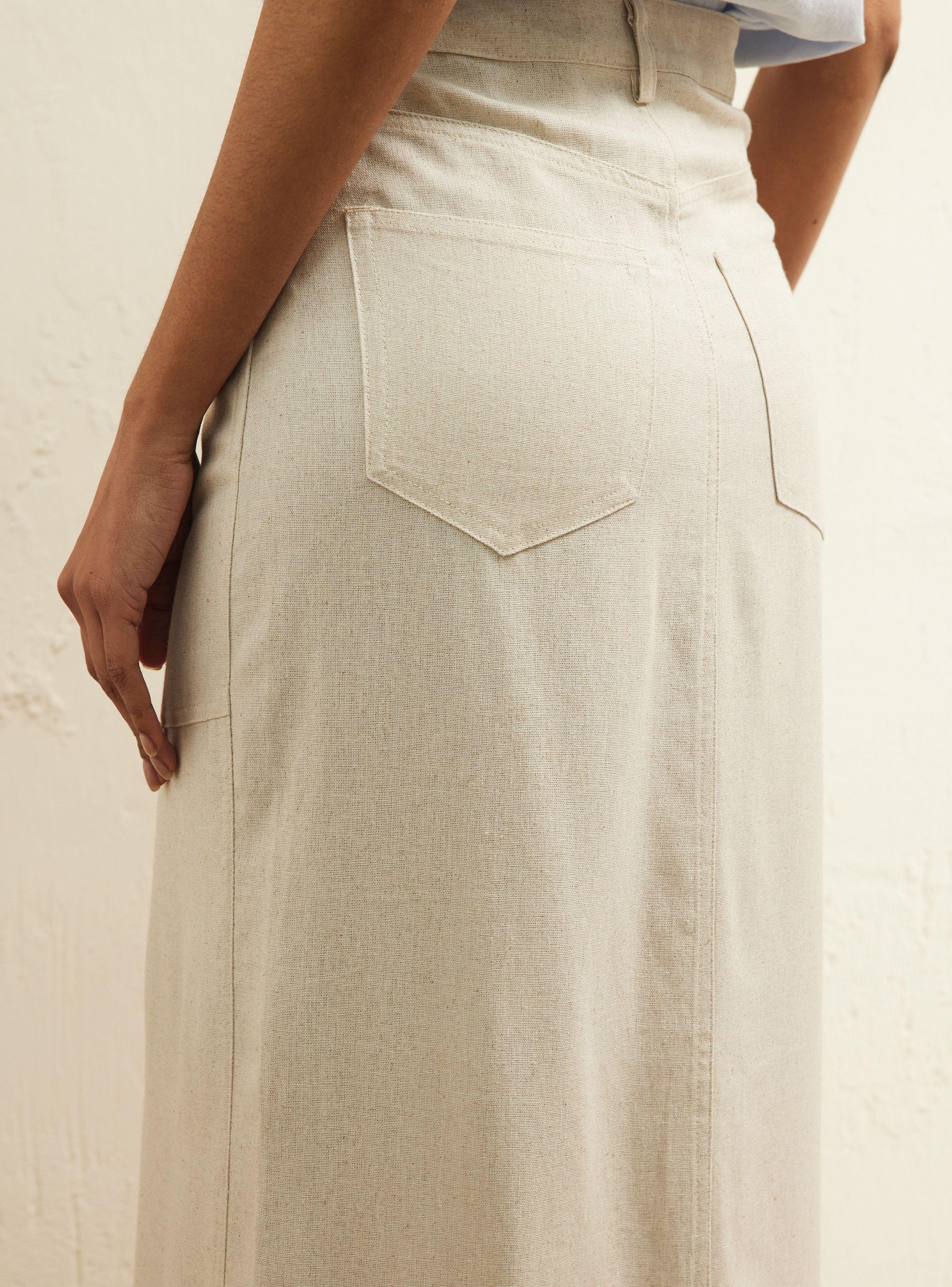 Falda Midi con Lino-2
