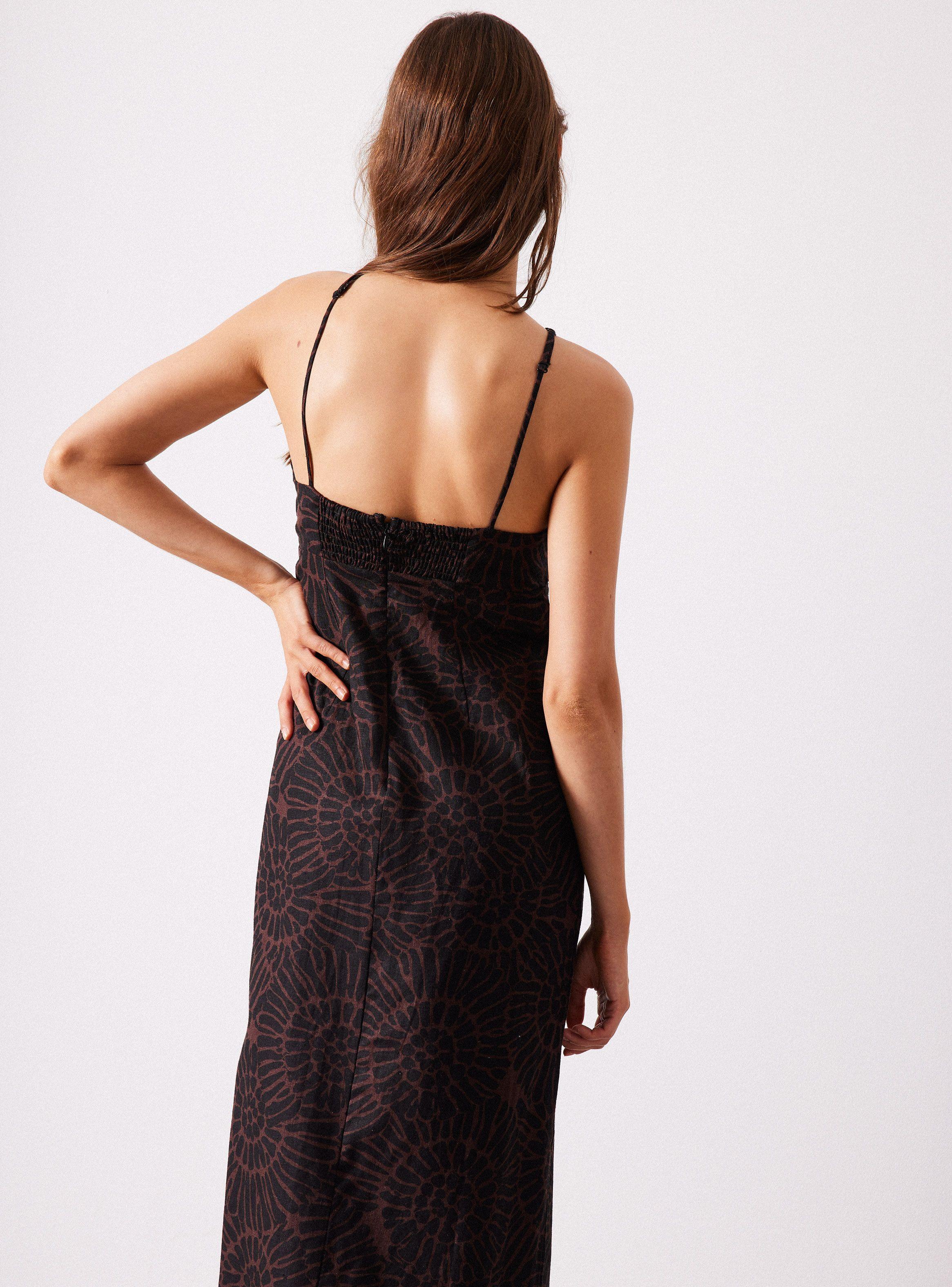 Vestido Escote Cruzado con Lino-1