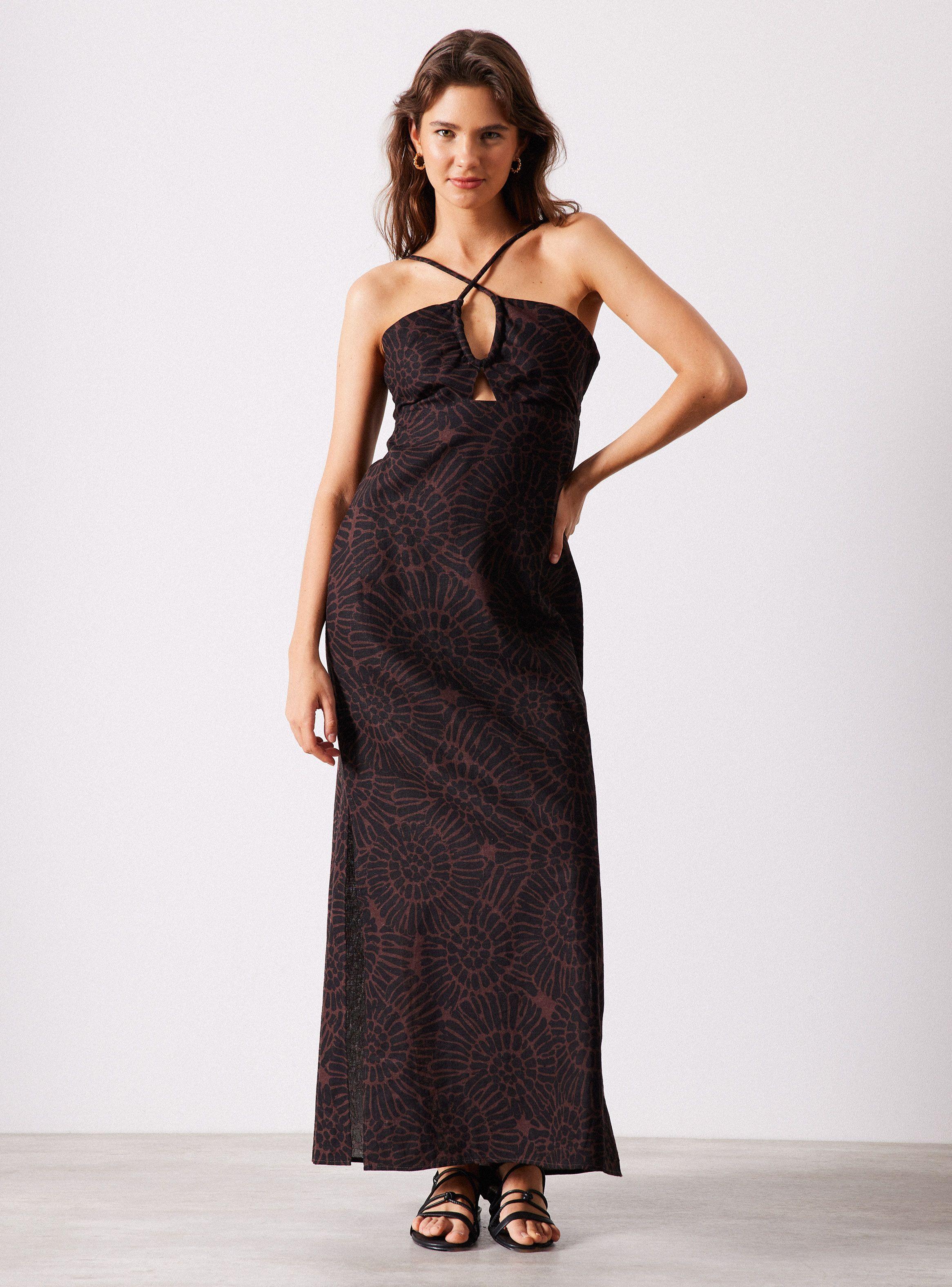 Vestido Escote Cruzado con Lino-4