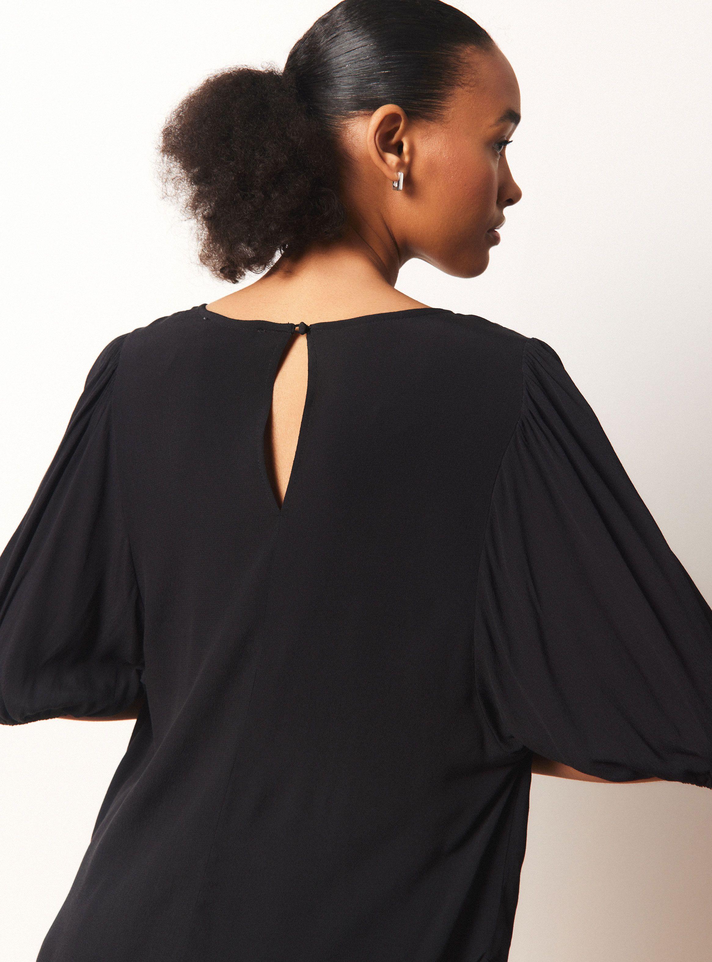 Blusa Básica con Manga Abullonada y Elástico en Puño-3