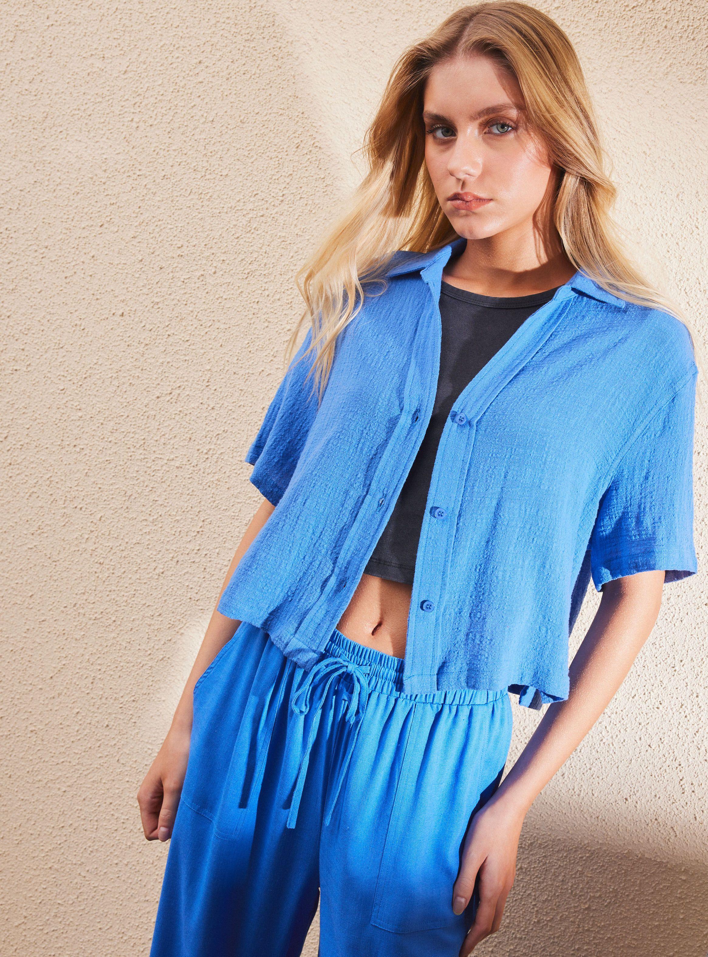 Blusa Fluida Cuello Camisero-0