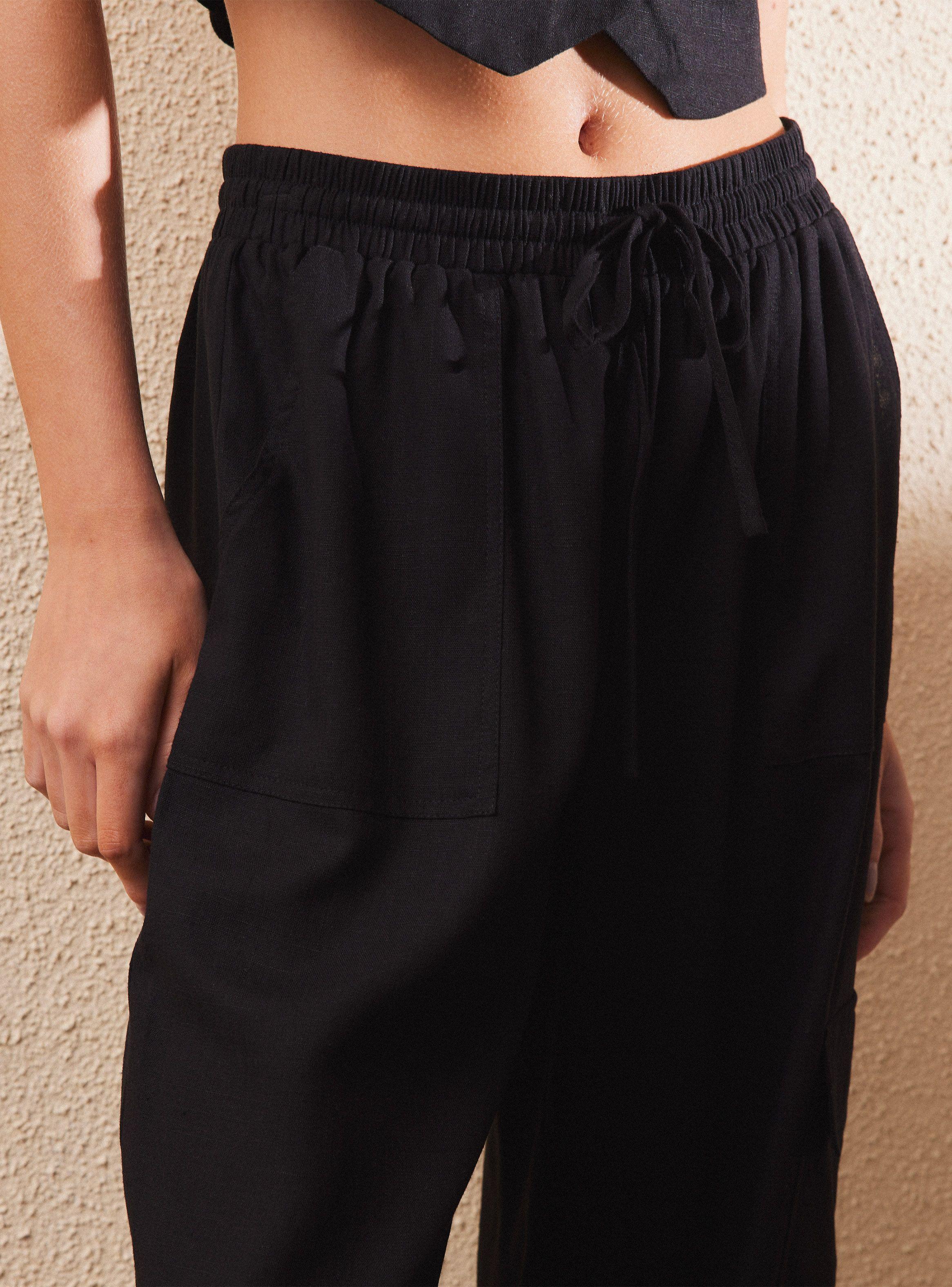 Pantalón Pretina Elasticada con Lino Cargo-2