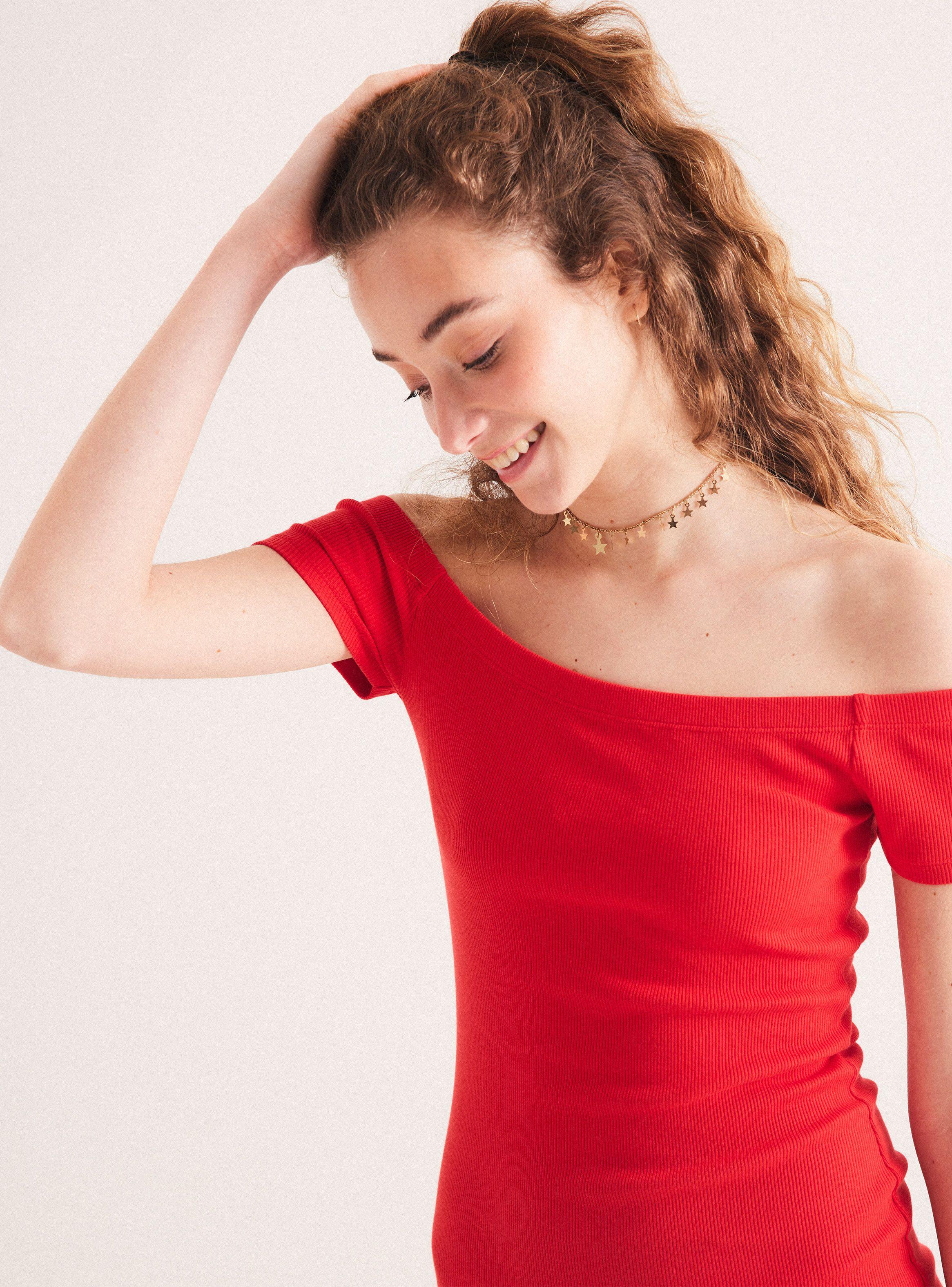 Vestido Rib Cuello Bardot-2