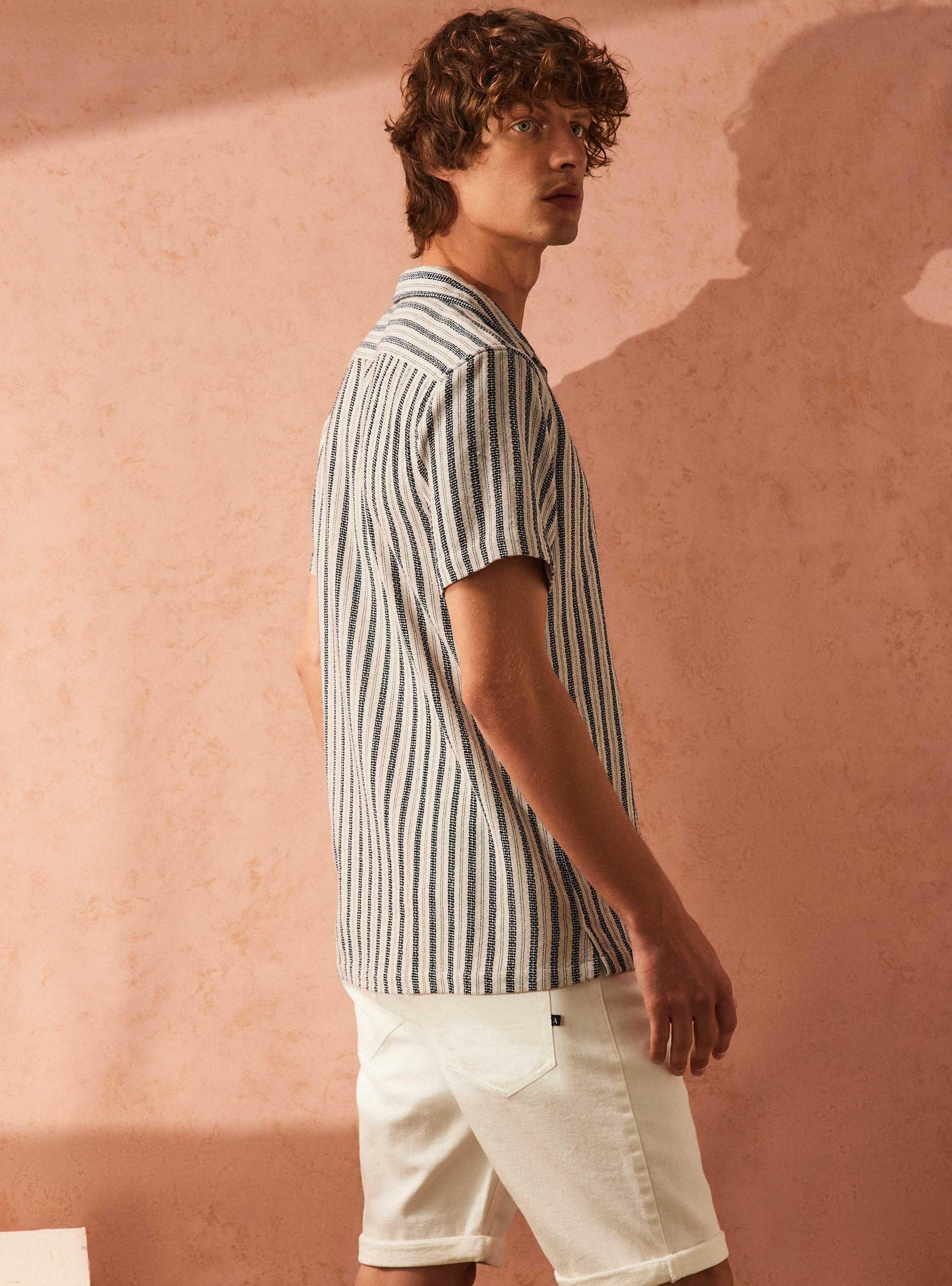 Camisa Casual Manga Corta Rayas-1