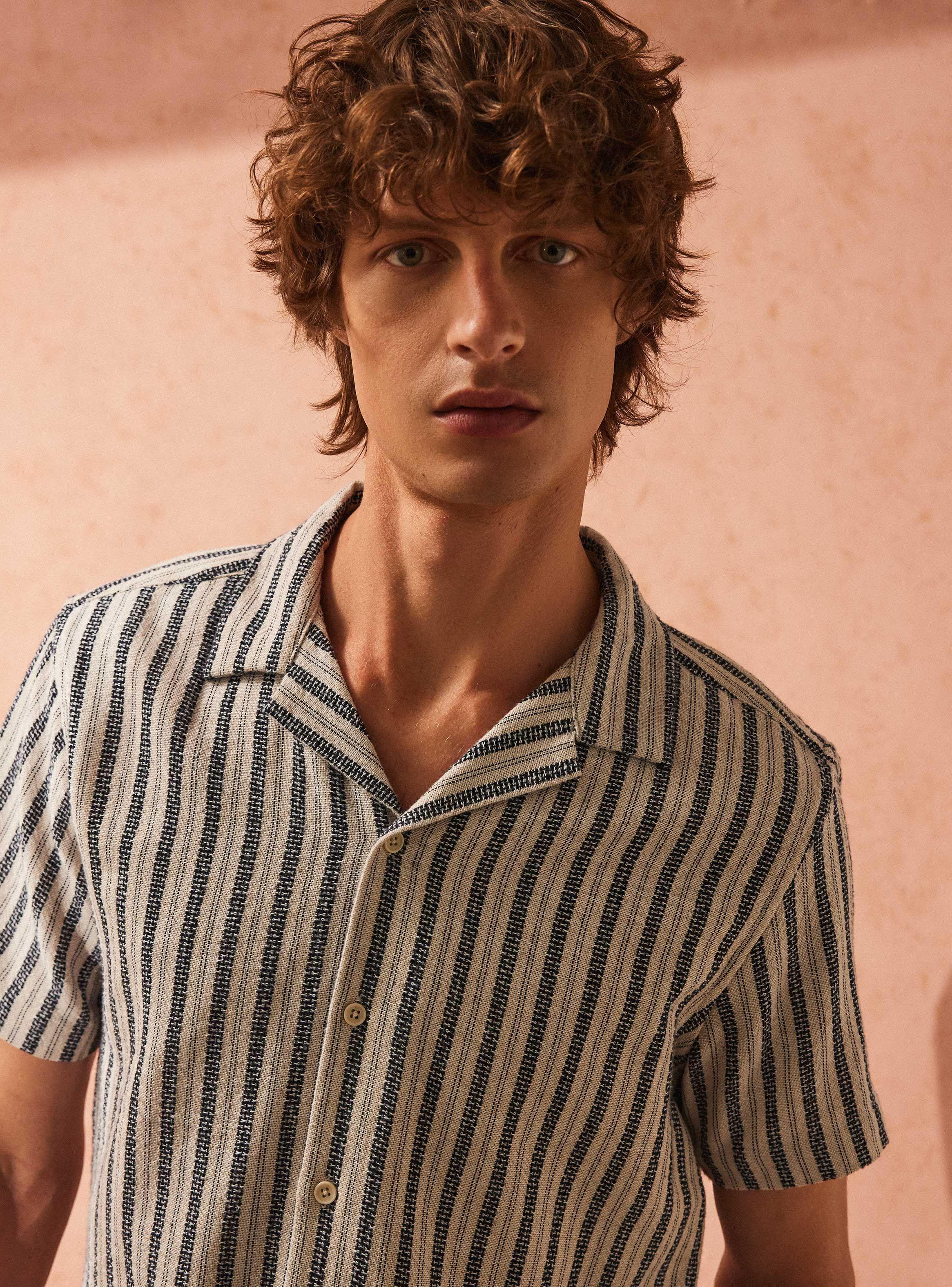 Camisa Casual Manga Corta Rayas-2