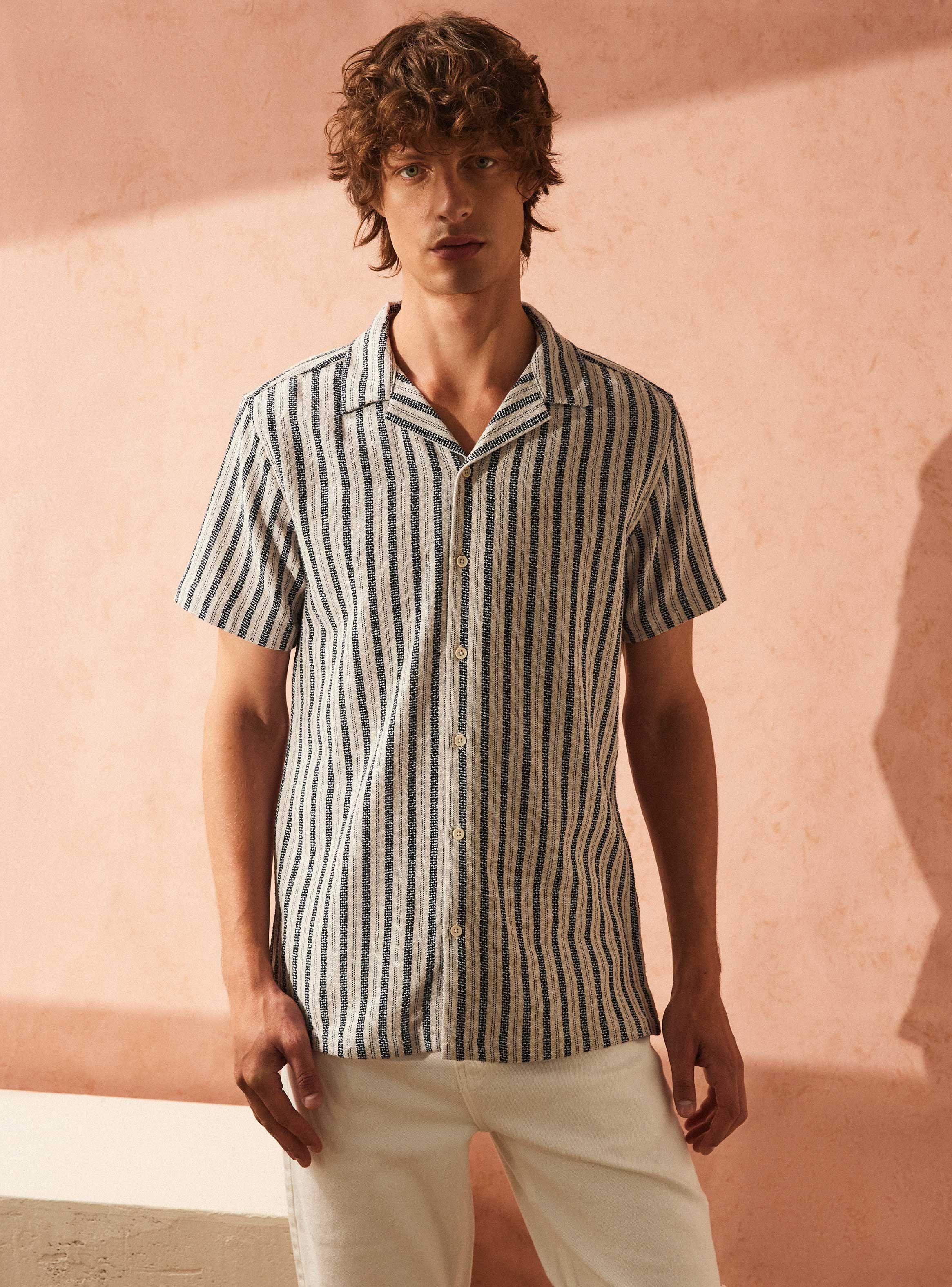 Camisa Casual Manga Corta Rayas-0