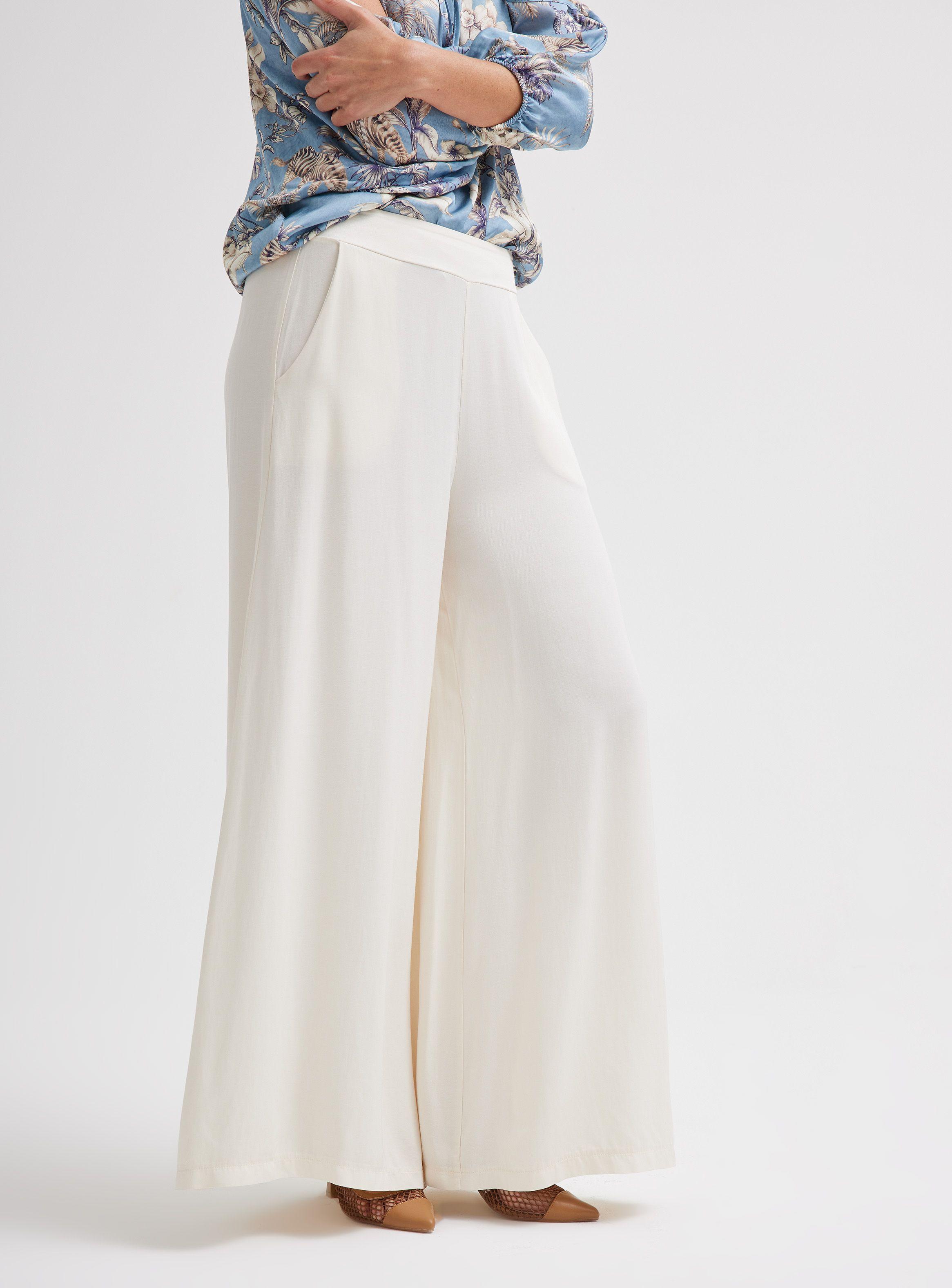 Pantalón Palazzo Cintura Elástica Hecho en Italia-0