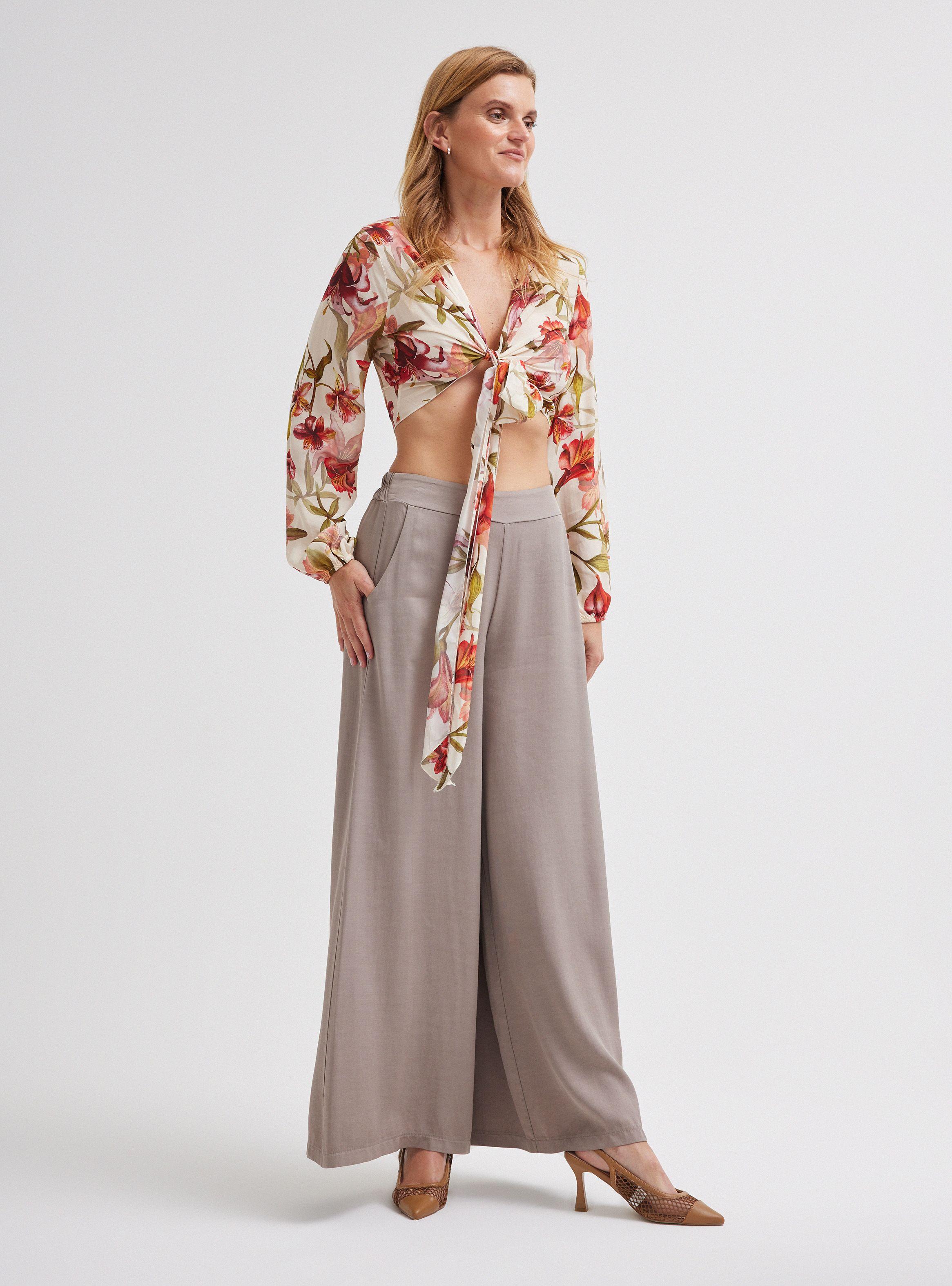 Pantalón Palazzo Cintura Elástica Hecho en Italia-4