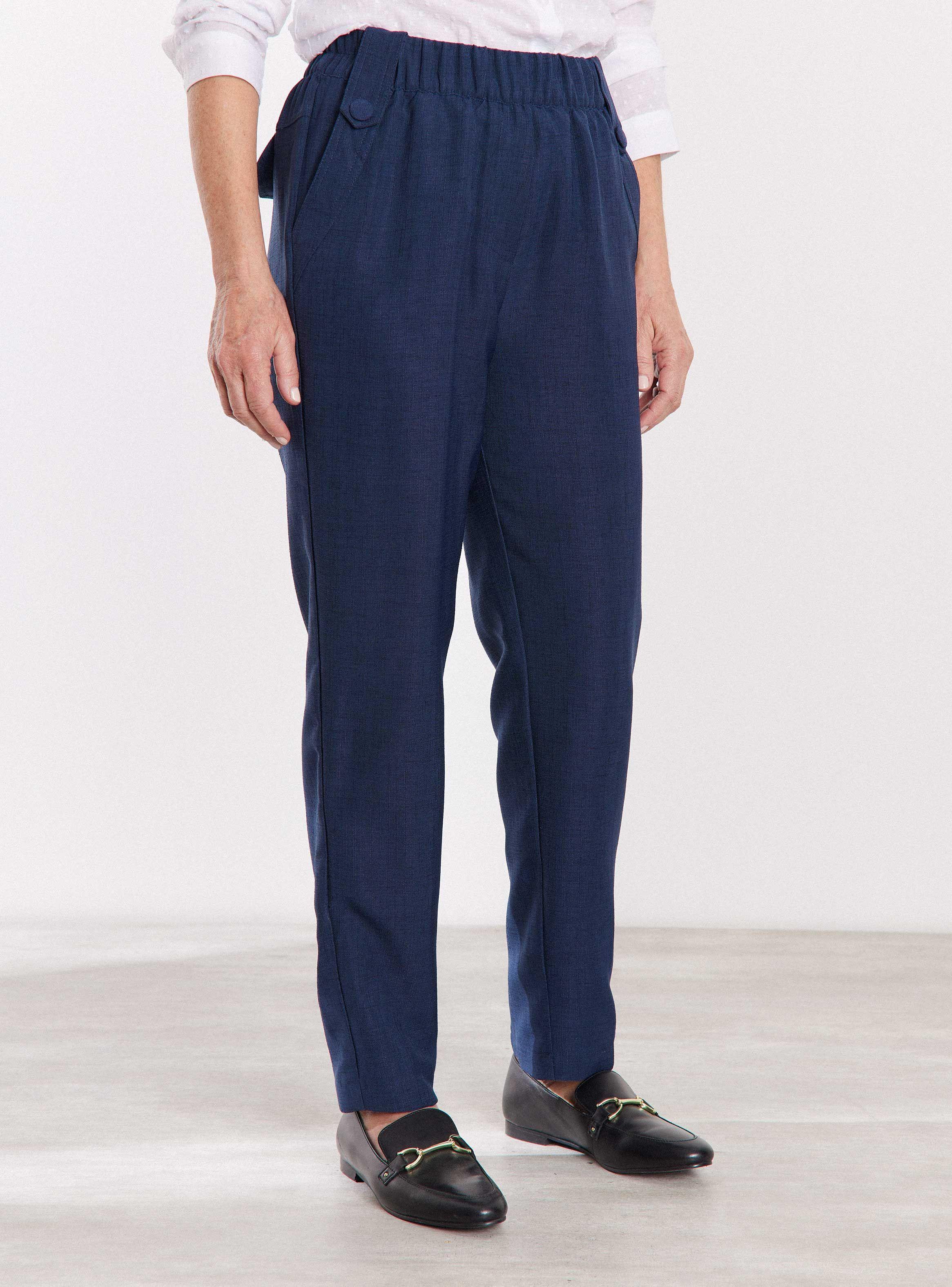 Pantalón Recto de Vestir Cintura Elasticada-0