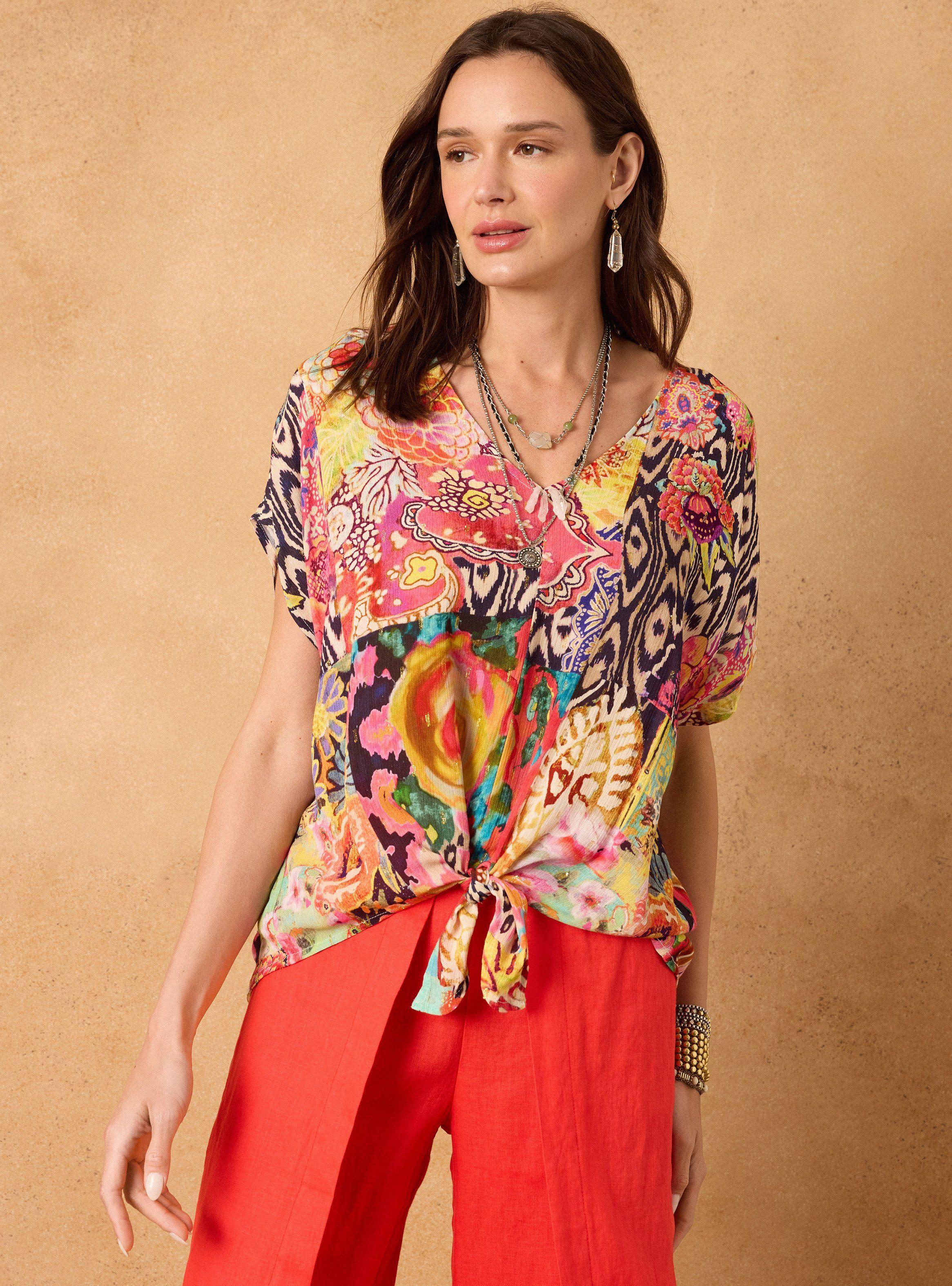 Blusa Estampada Anudada-0