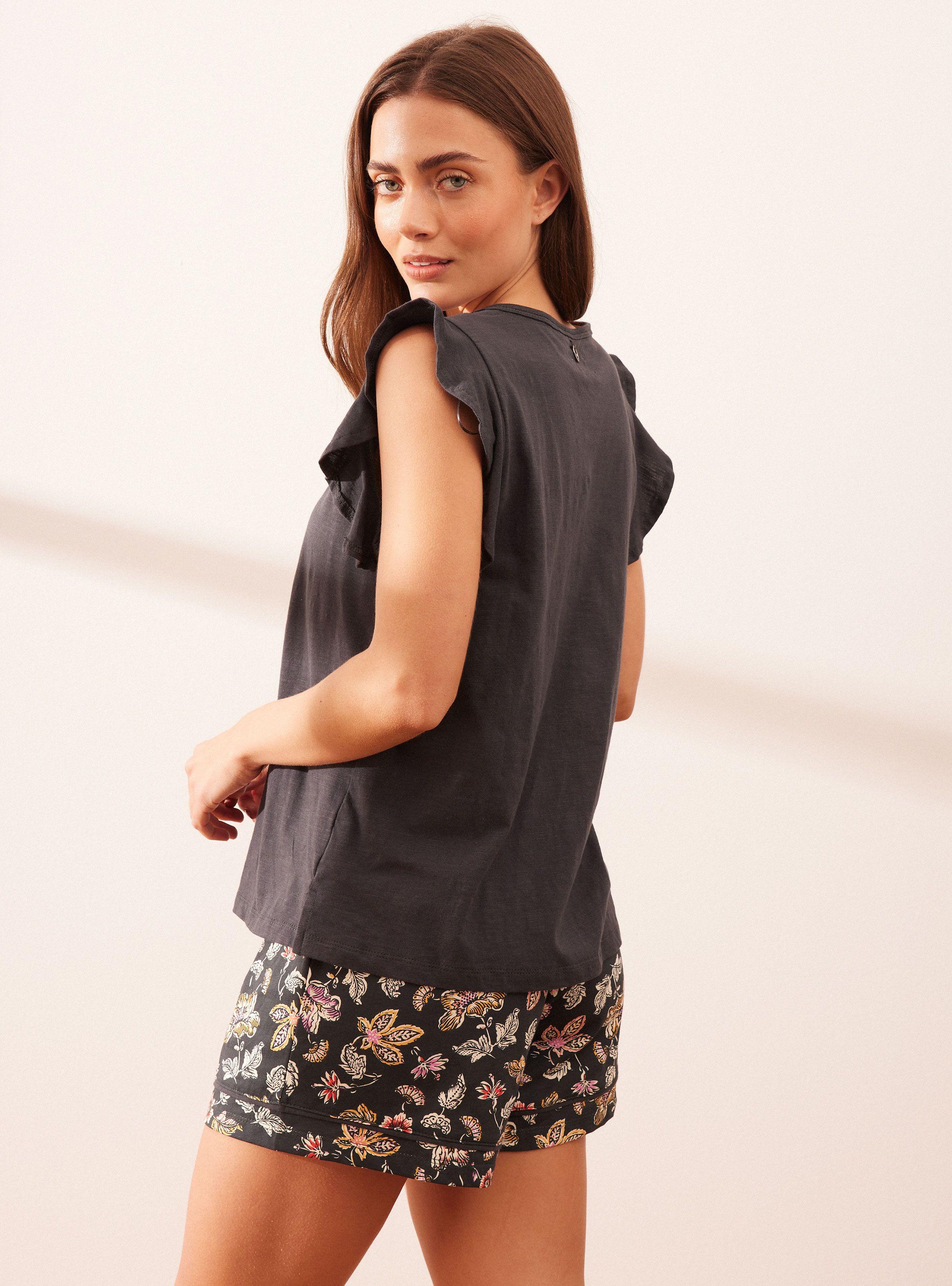Pijama Top Liso y Short Estampado-1
