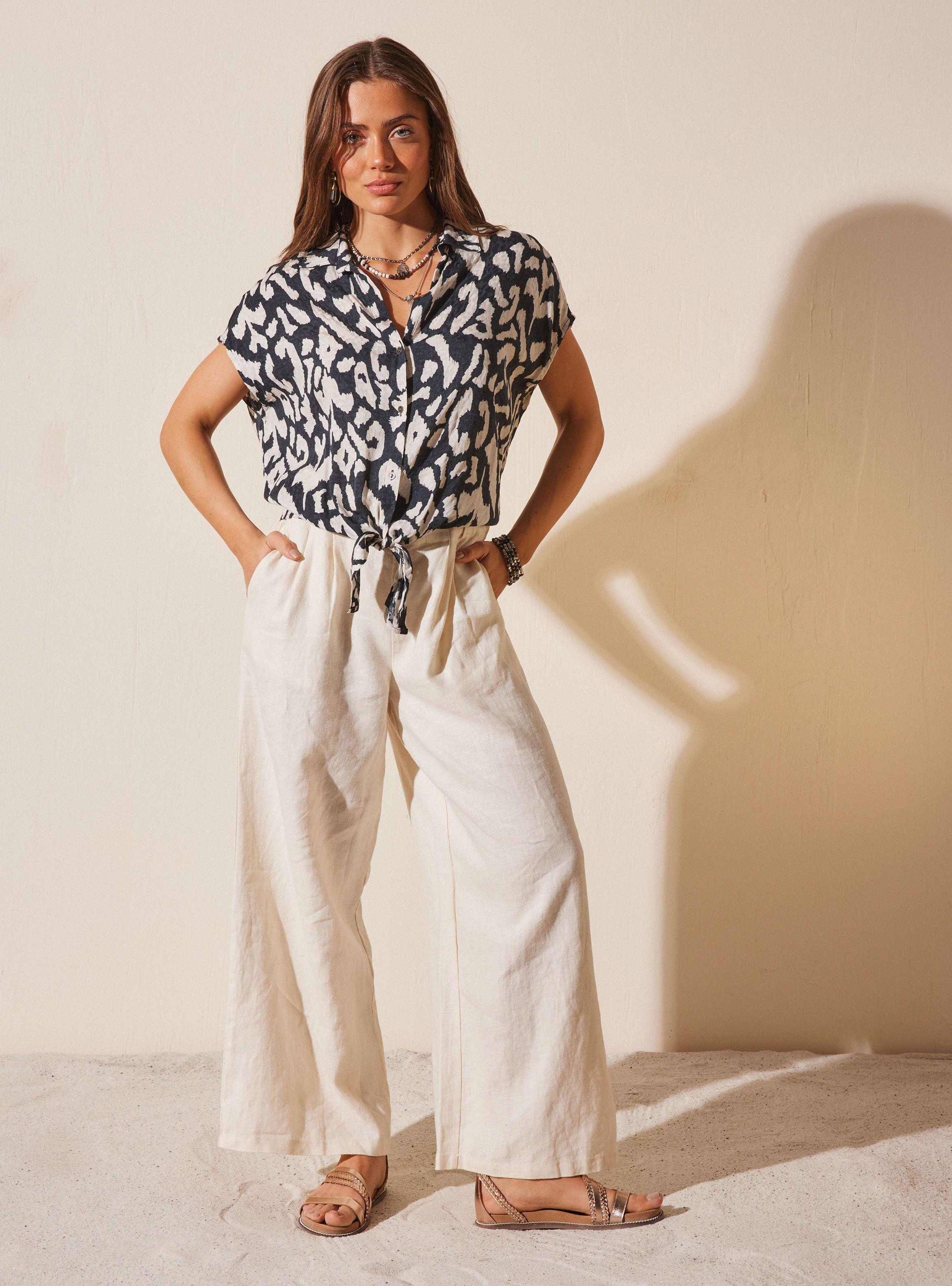 Blusa Tela Estampada y Nudo en Cintura-4