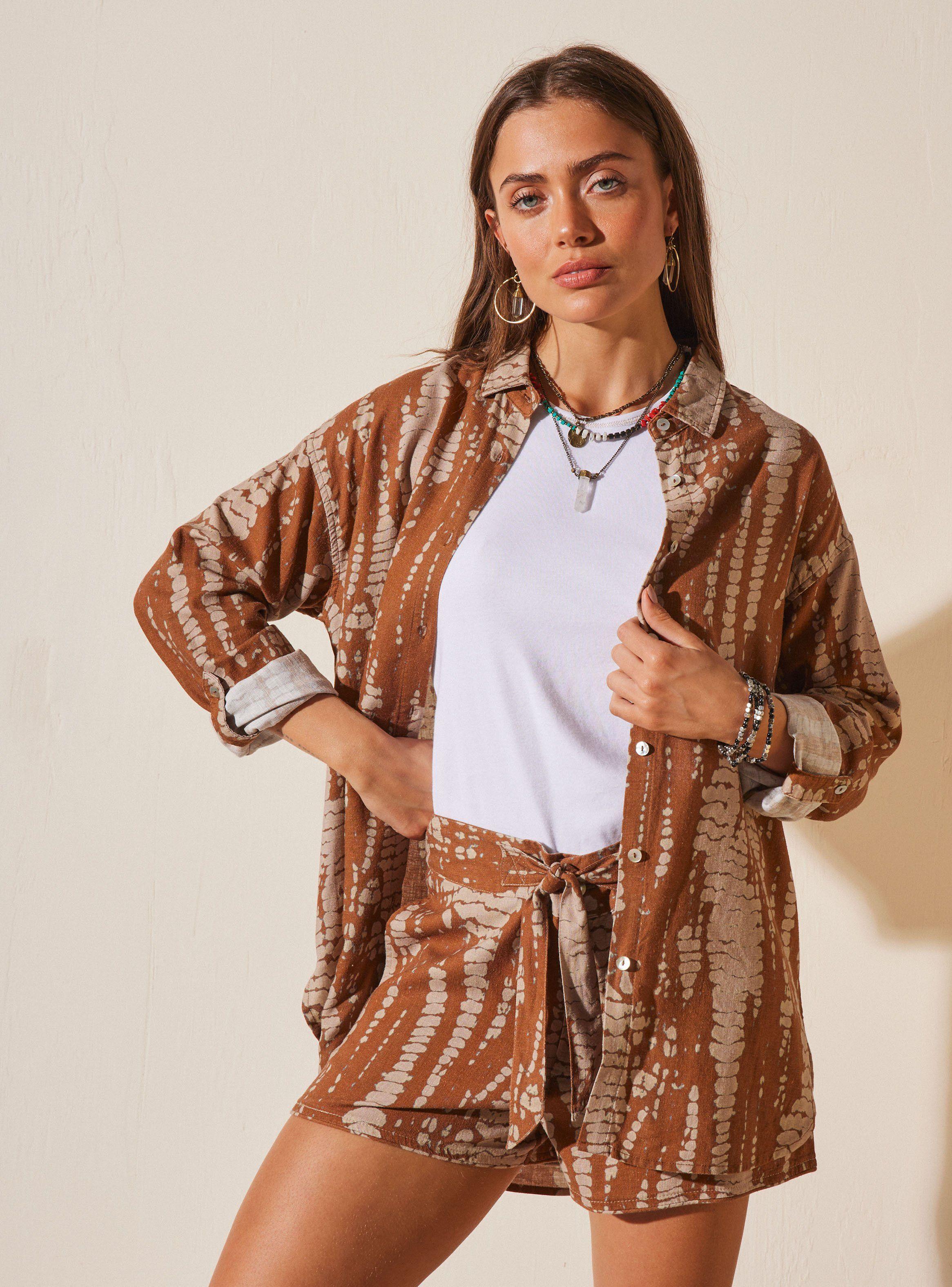 Blusa Estampado con Botones Lino-0