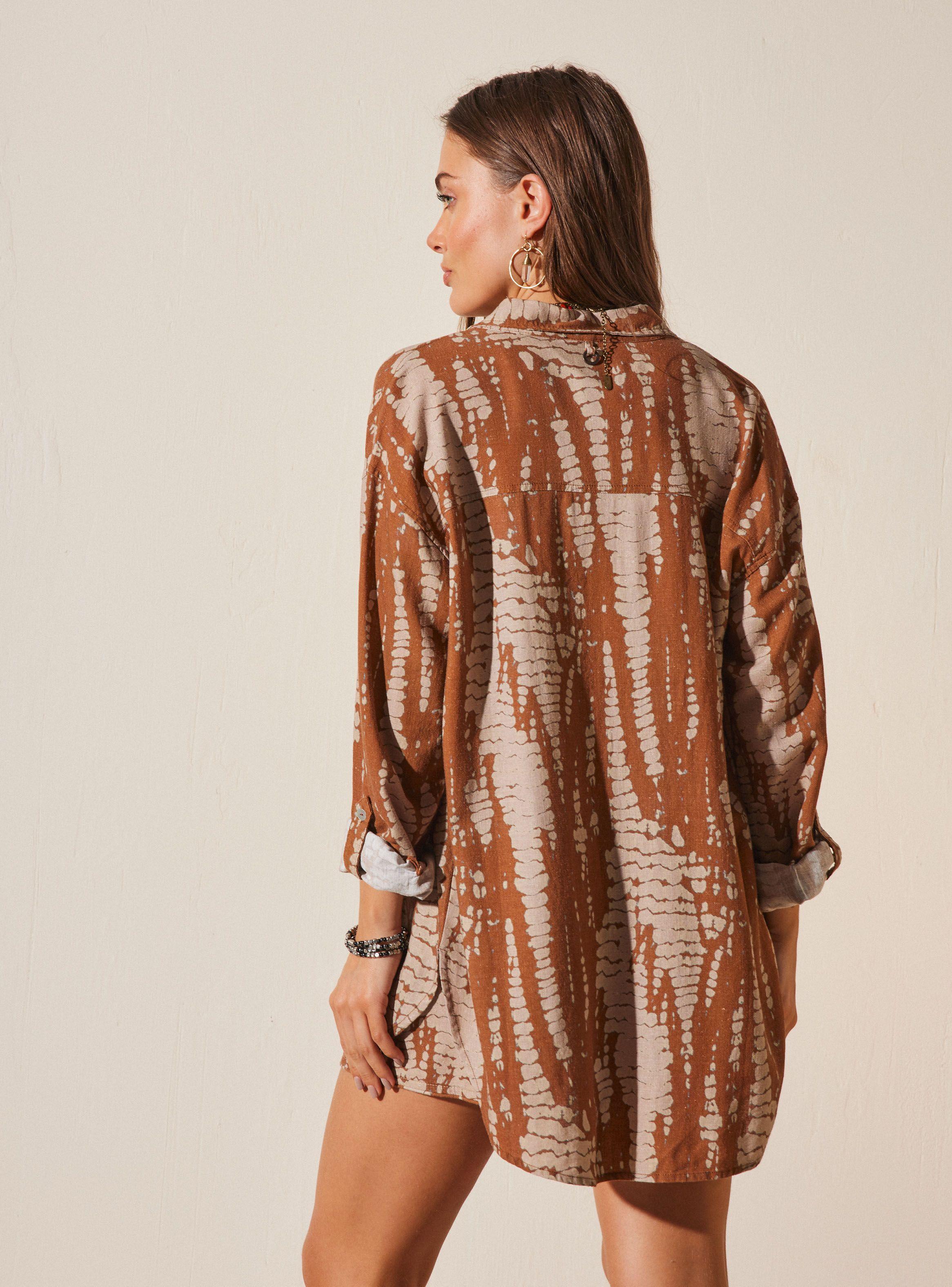 Blusa Estampado con Botones Lino-1