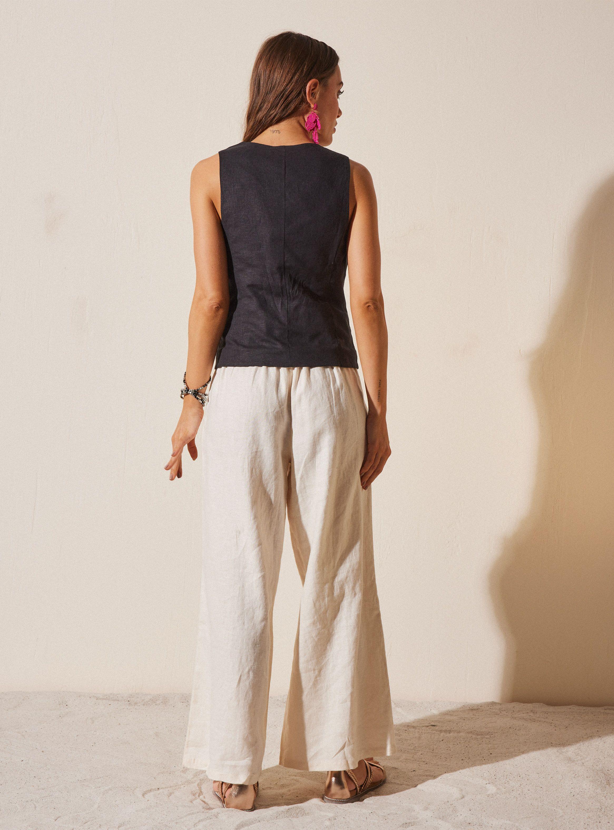 Blusa Gillet con Botones Lino-5