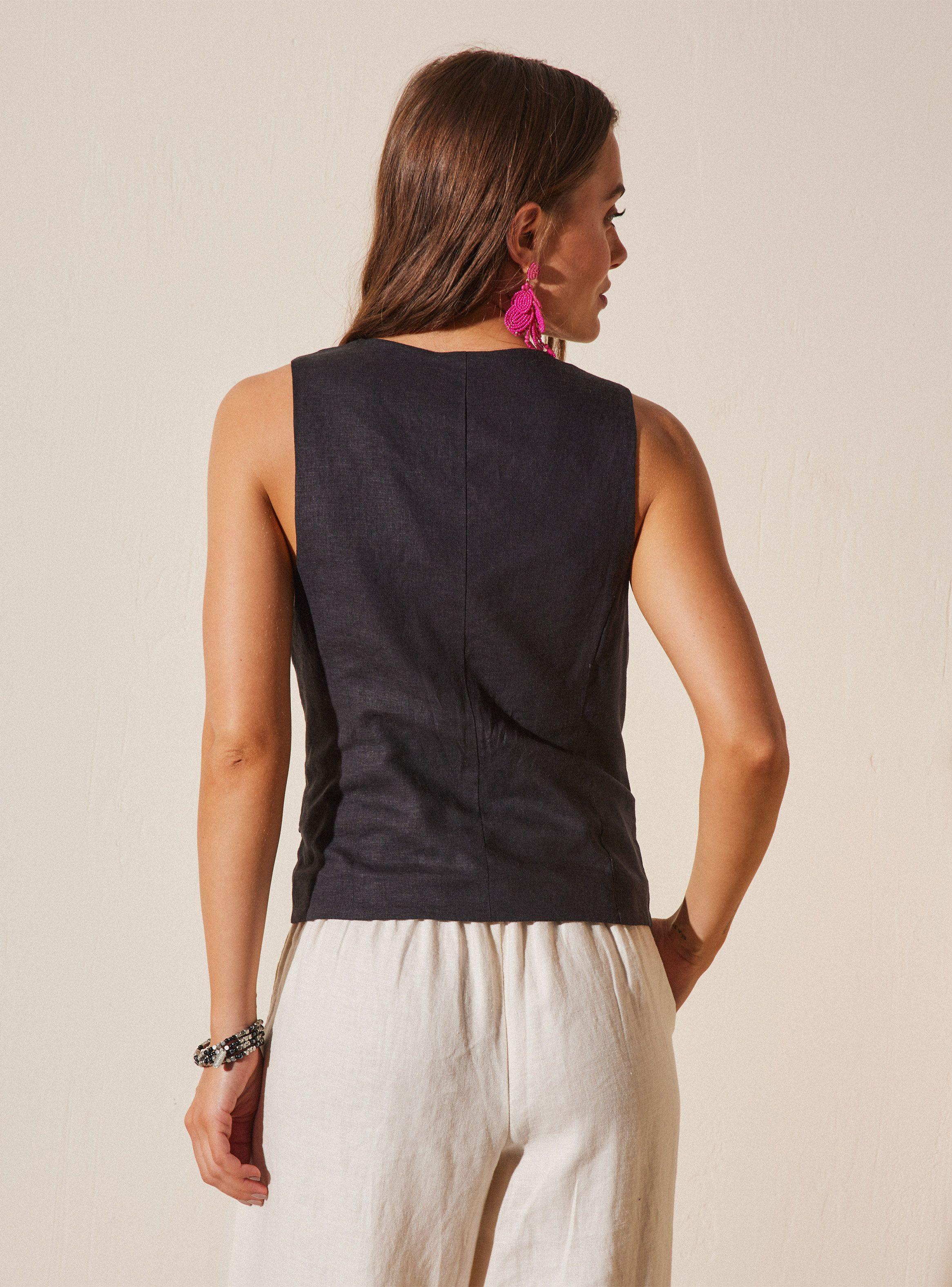 Blusa Gillet con Botones Lino-1