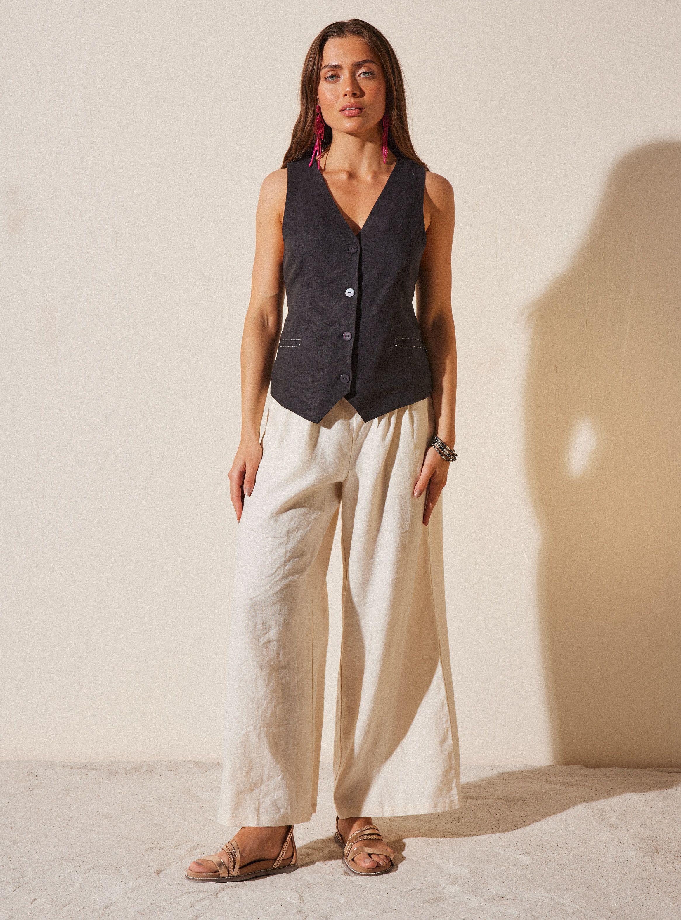 Blusa Gillet con Botones Lino-4