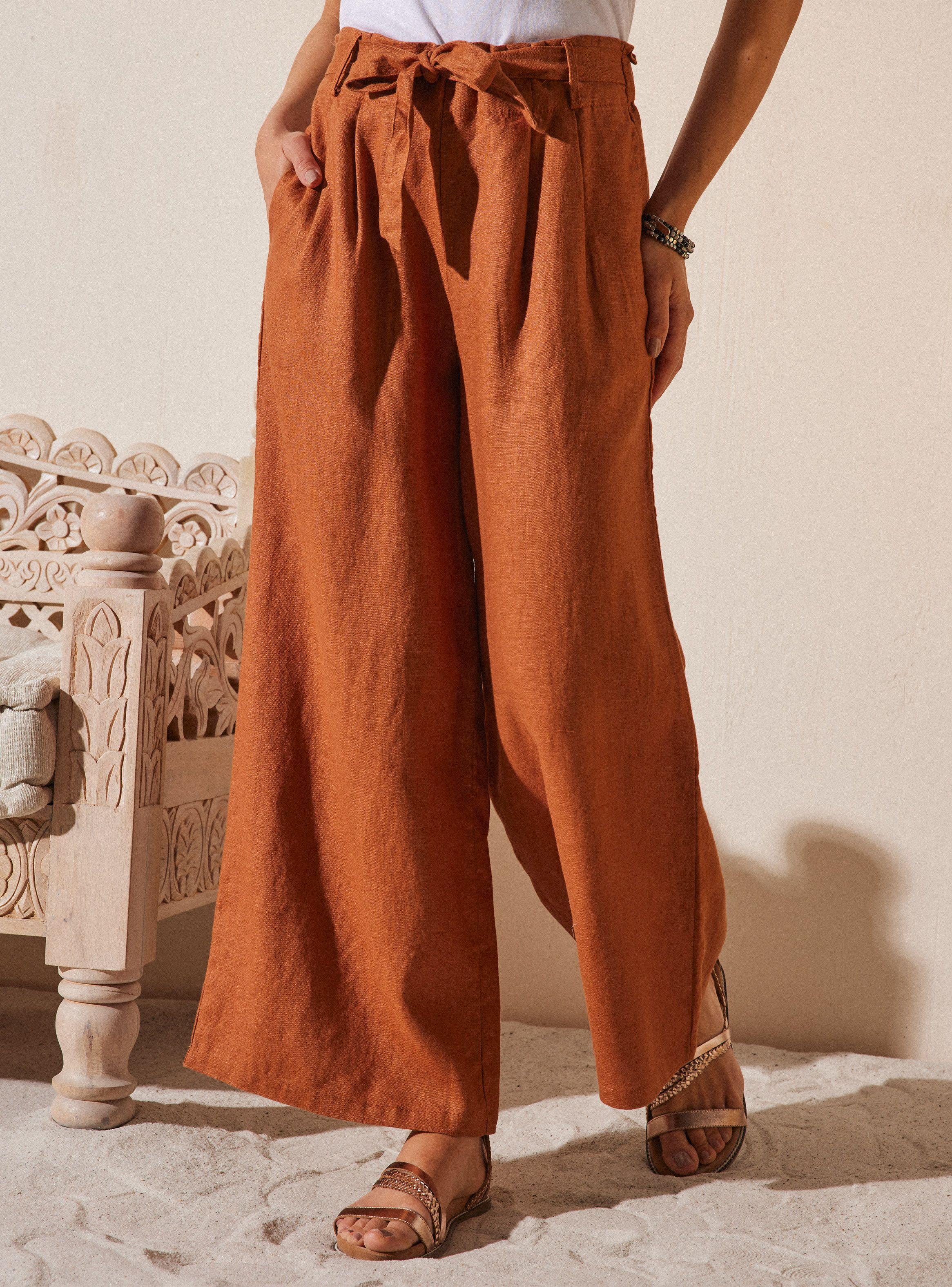 Pantalón Cintura Elasticada y Lazo Lino-0