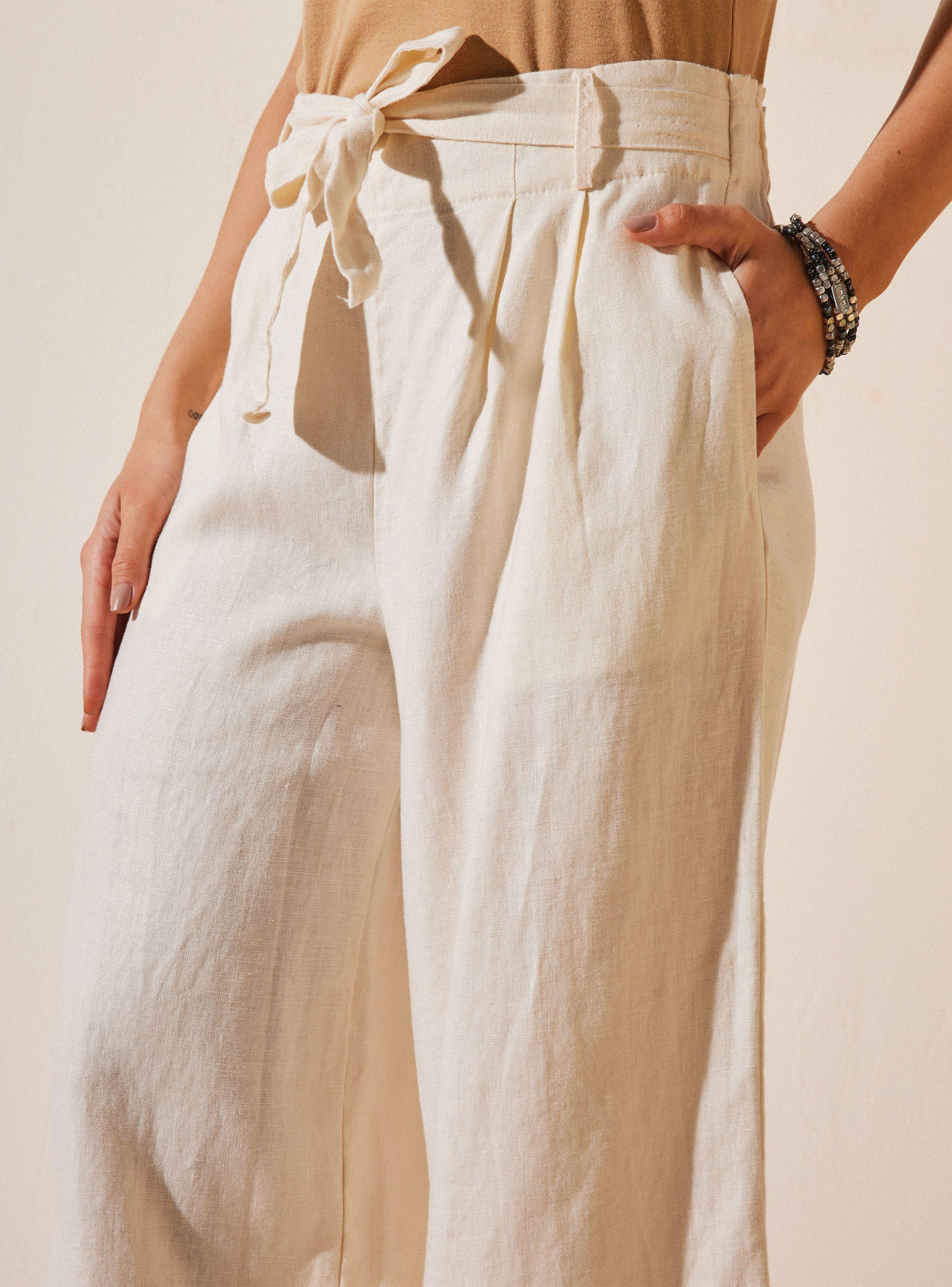 Pantalón Cintura Elasticada y Lazo Lino-2