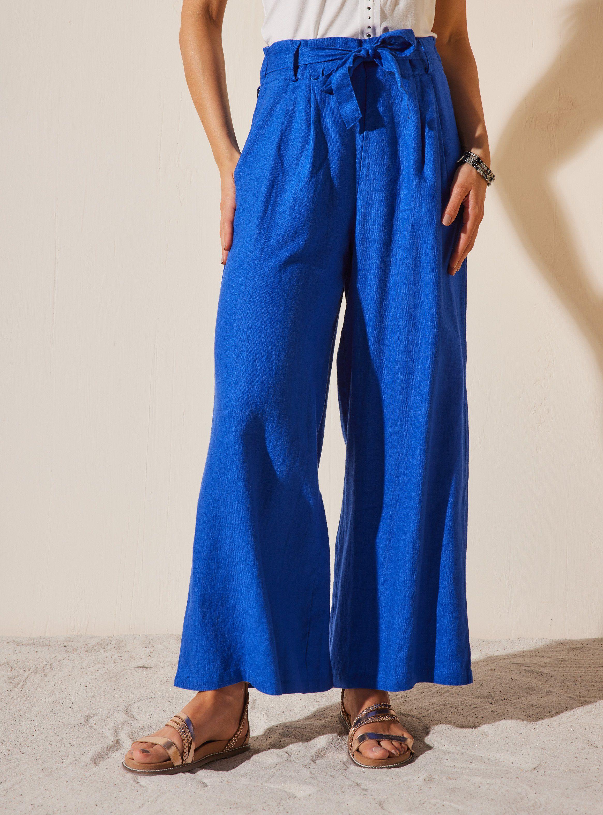 Pantalón Cintura Elasticada y Lazo Lino-0