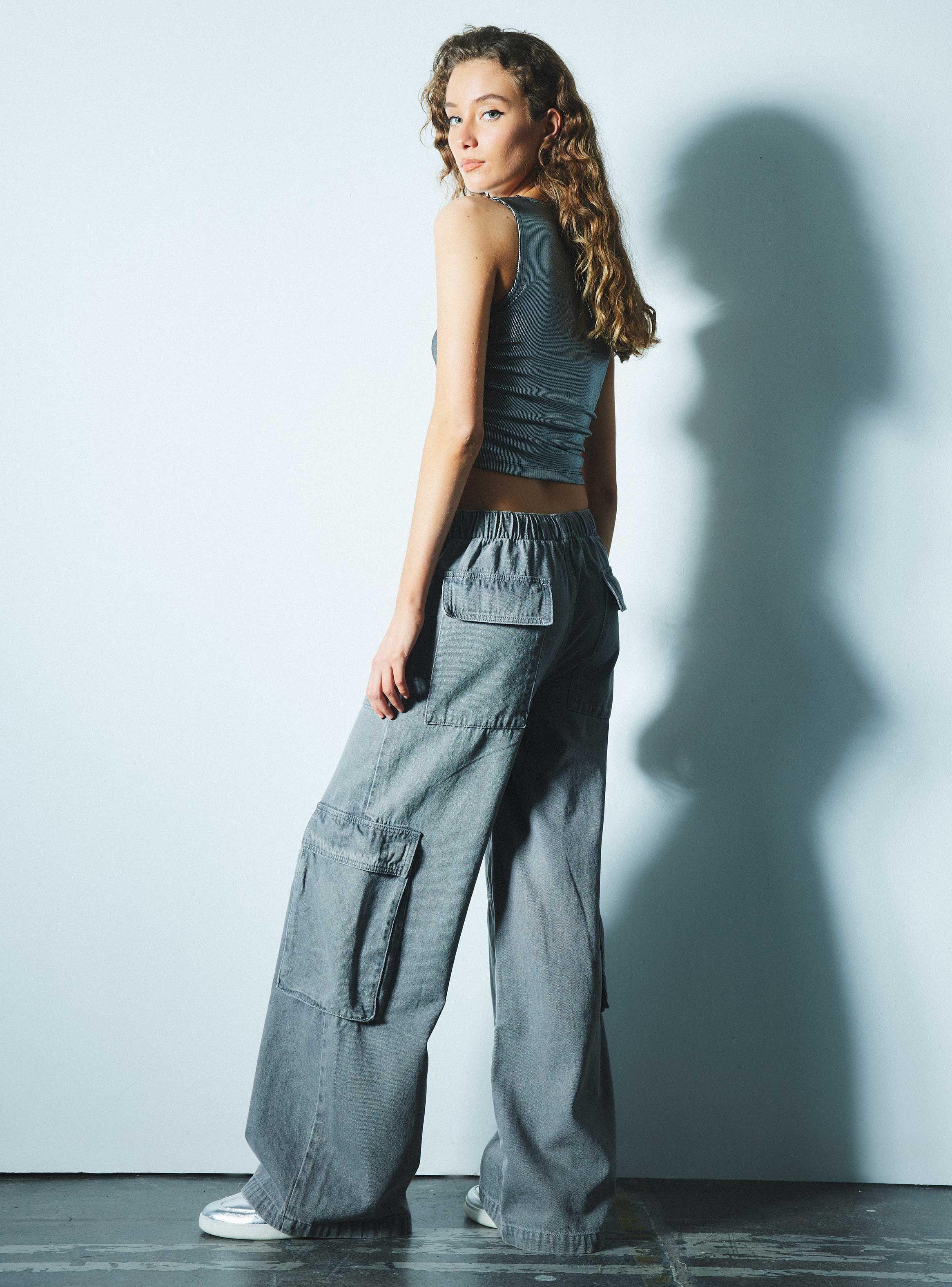 Jeans Bolsillos Costado Cargo-5