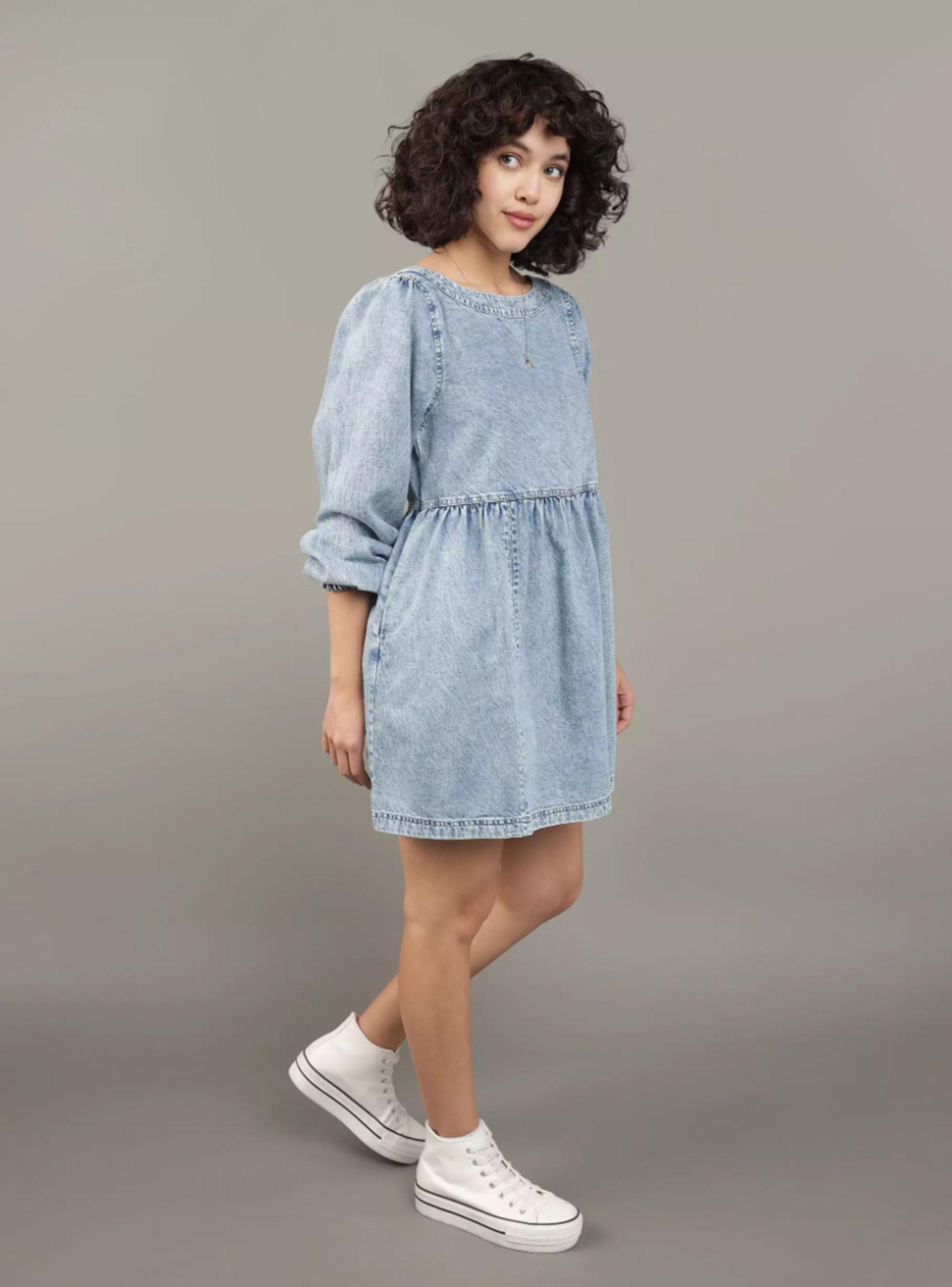 Vestido Mini Long Sleeve Denim-0
