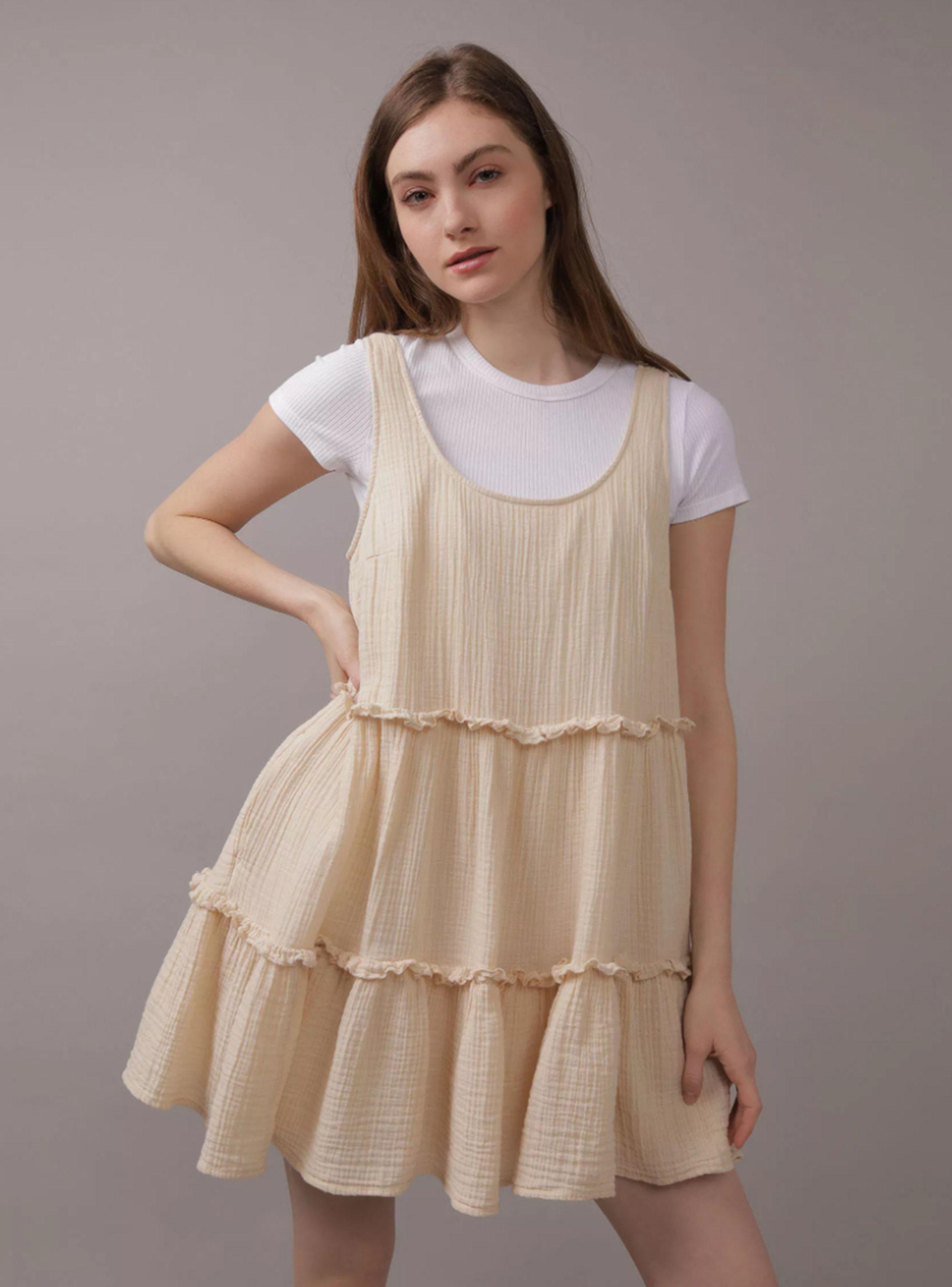 Vestido Corto Babydoll Holgado en Capas-0