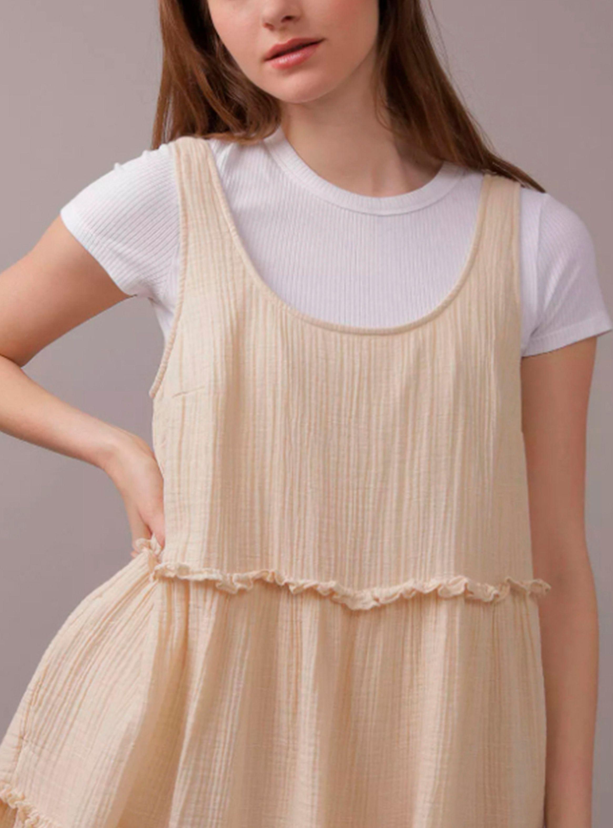 Vestido Corto Babydoll Holgado en Capas-1