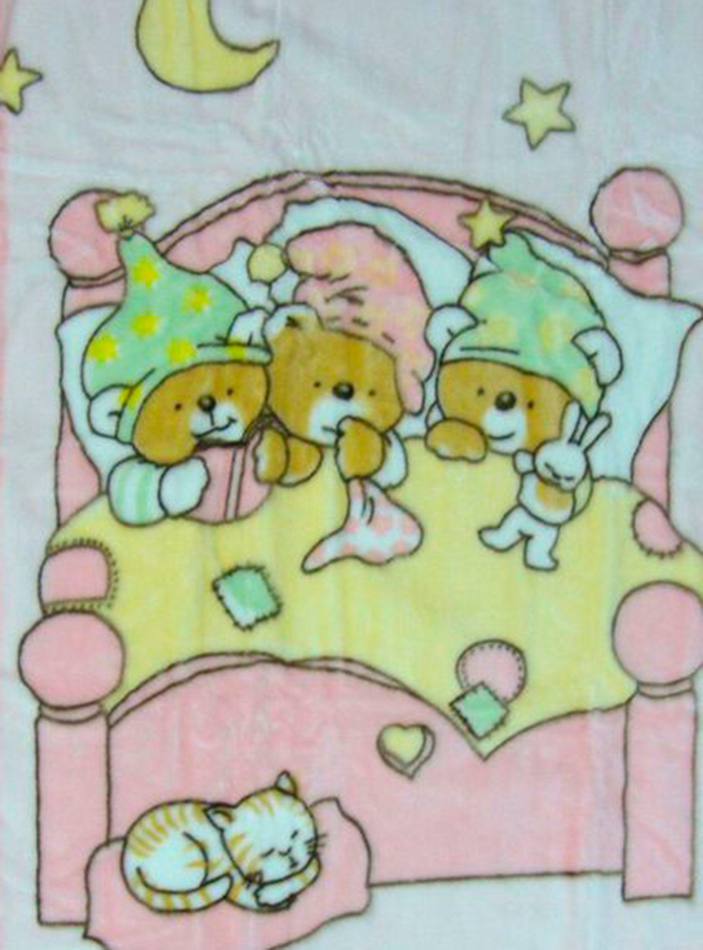 Frazada Reversible Bebe Ositos Rosada Bebesit-1