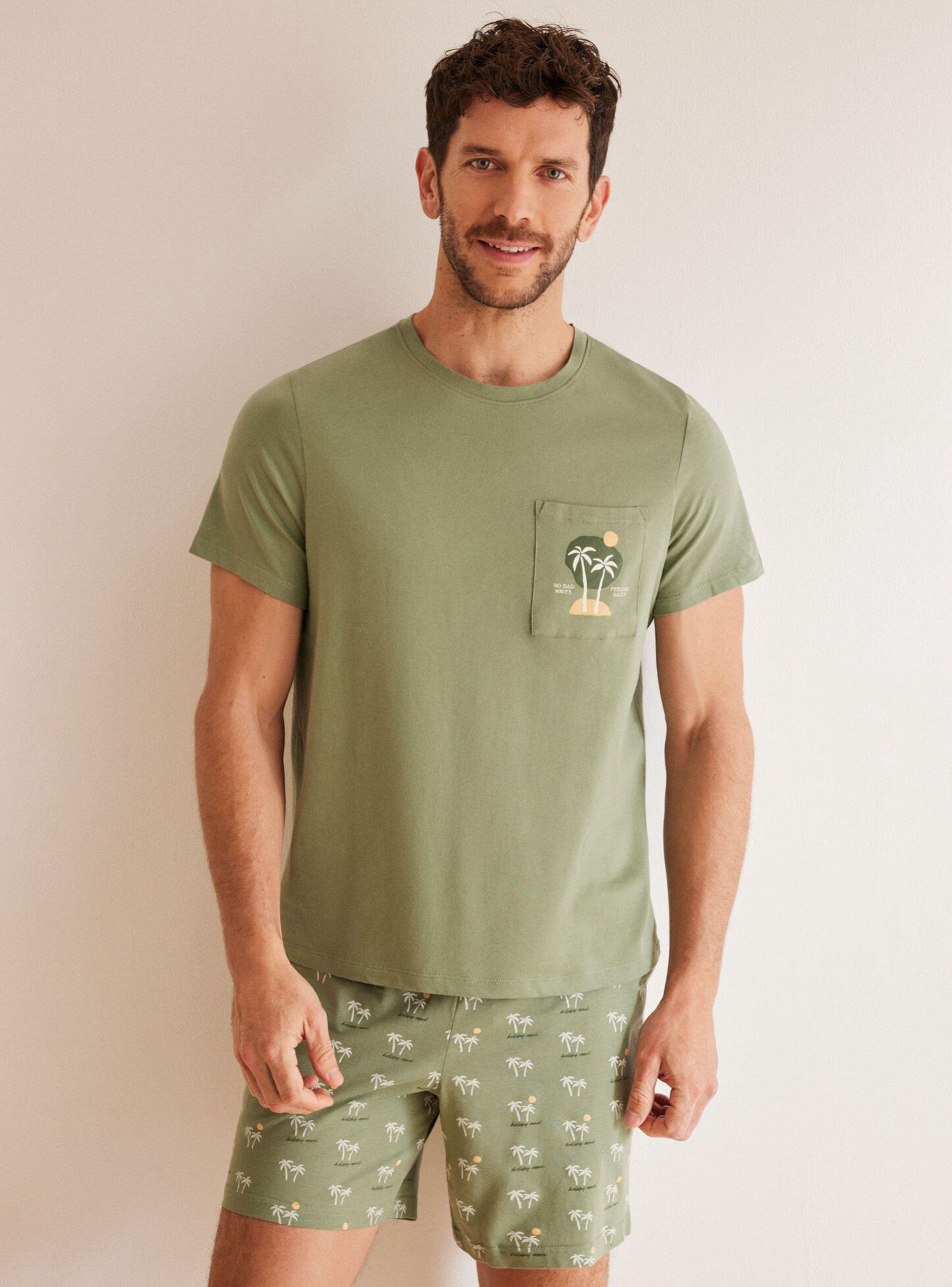 Pijama Corto Algodón Palmeras-0