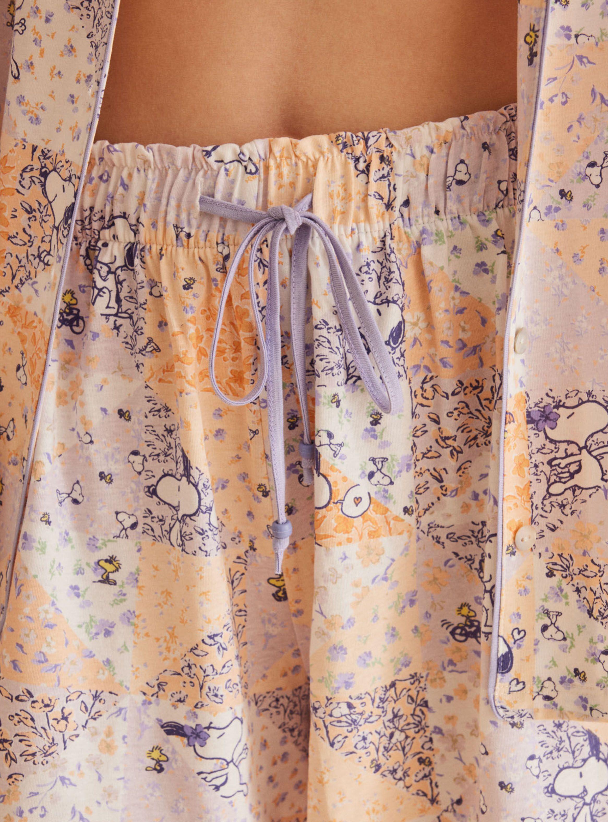 Pijama Camisero Corto Snoopy Algodón-3