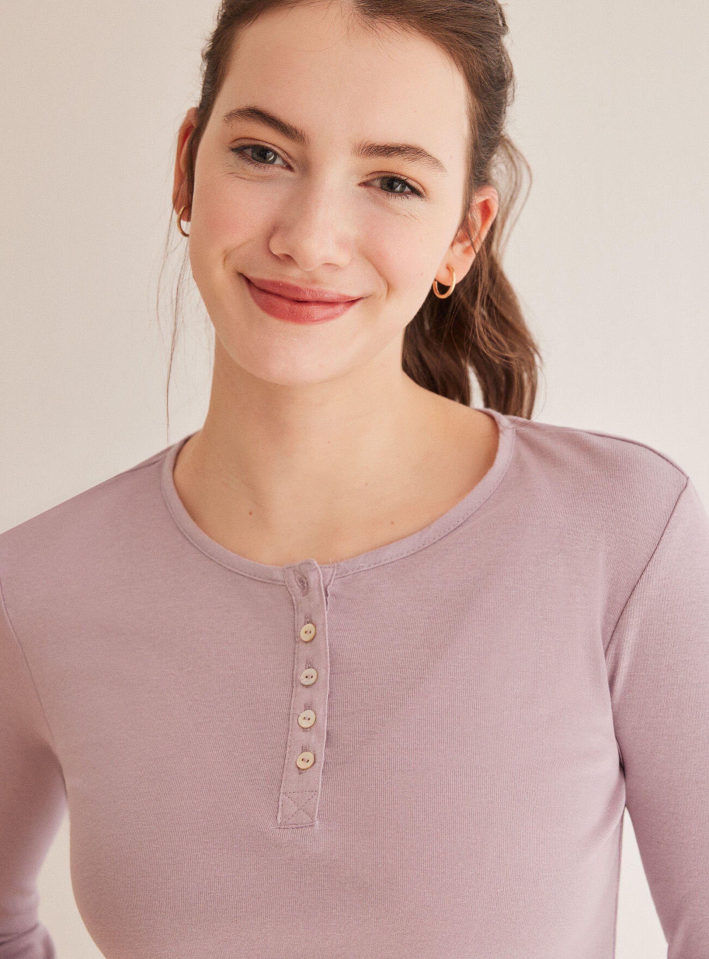 Polera Panadera Manga Larga Morada Algodón-3