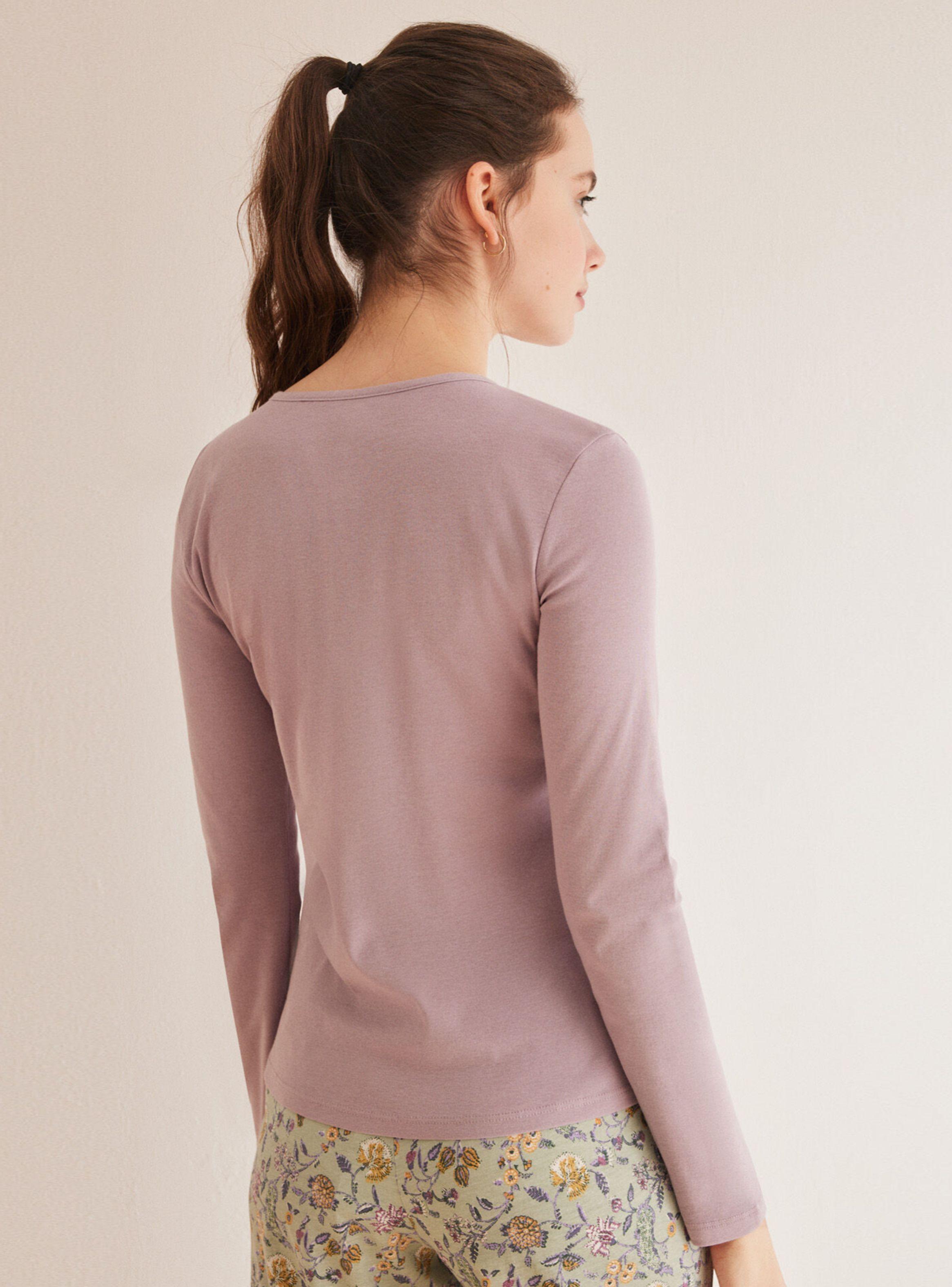 Polera Panadera Manga Larga Morada Algodón-1