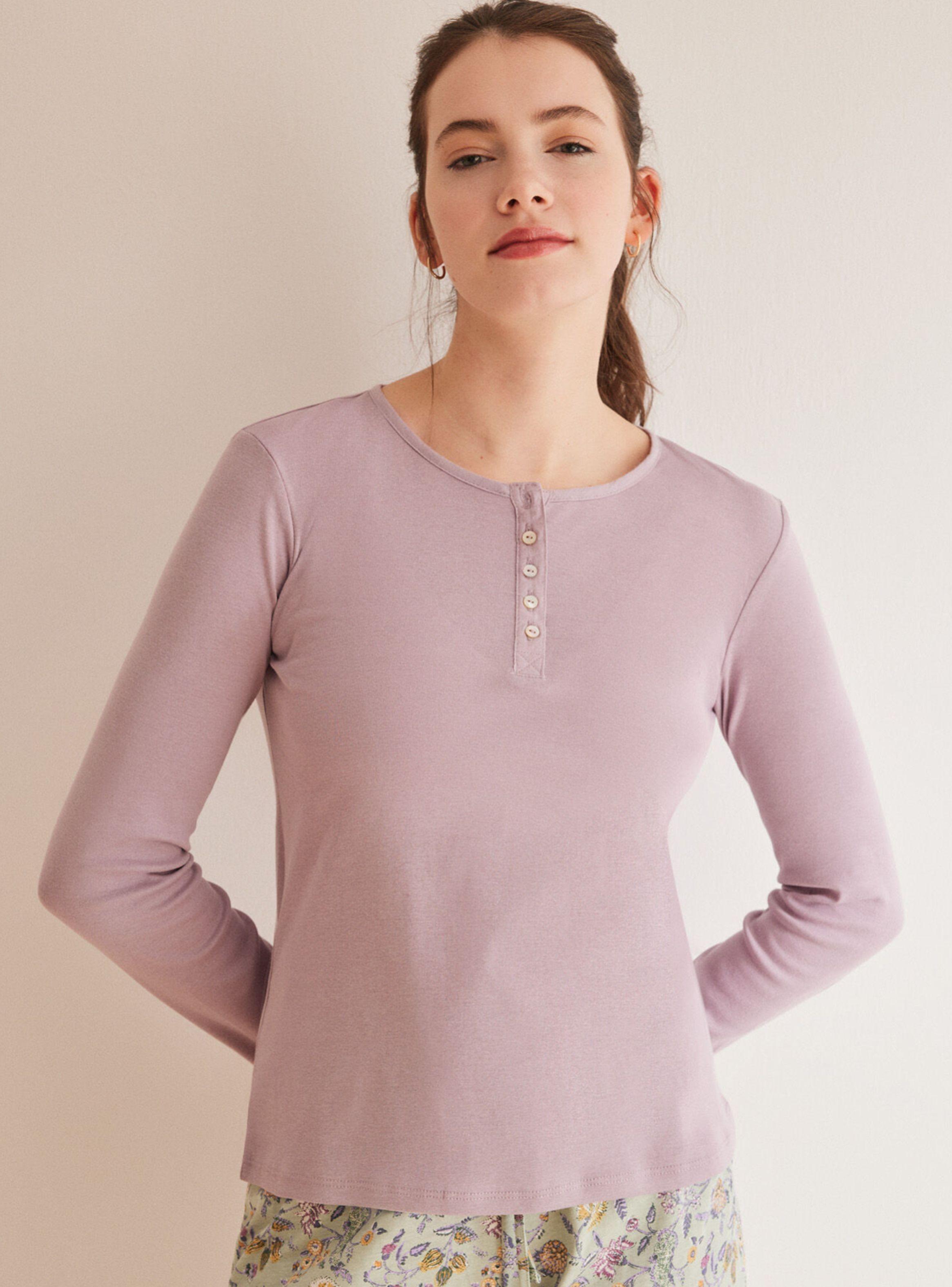 Polera Panadera Manga Larga Morada Algodón-2