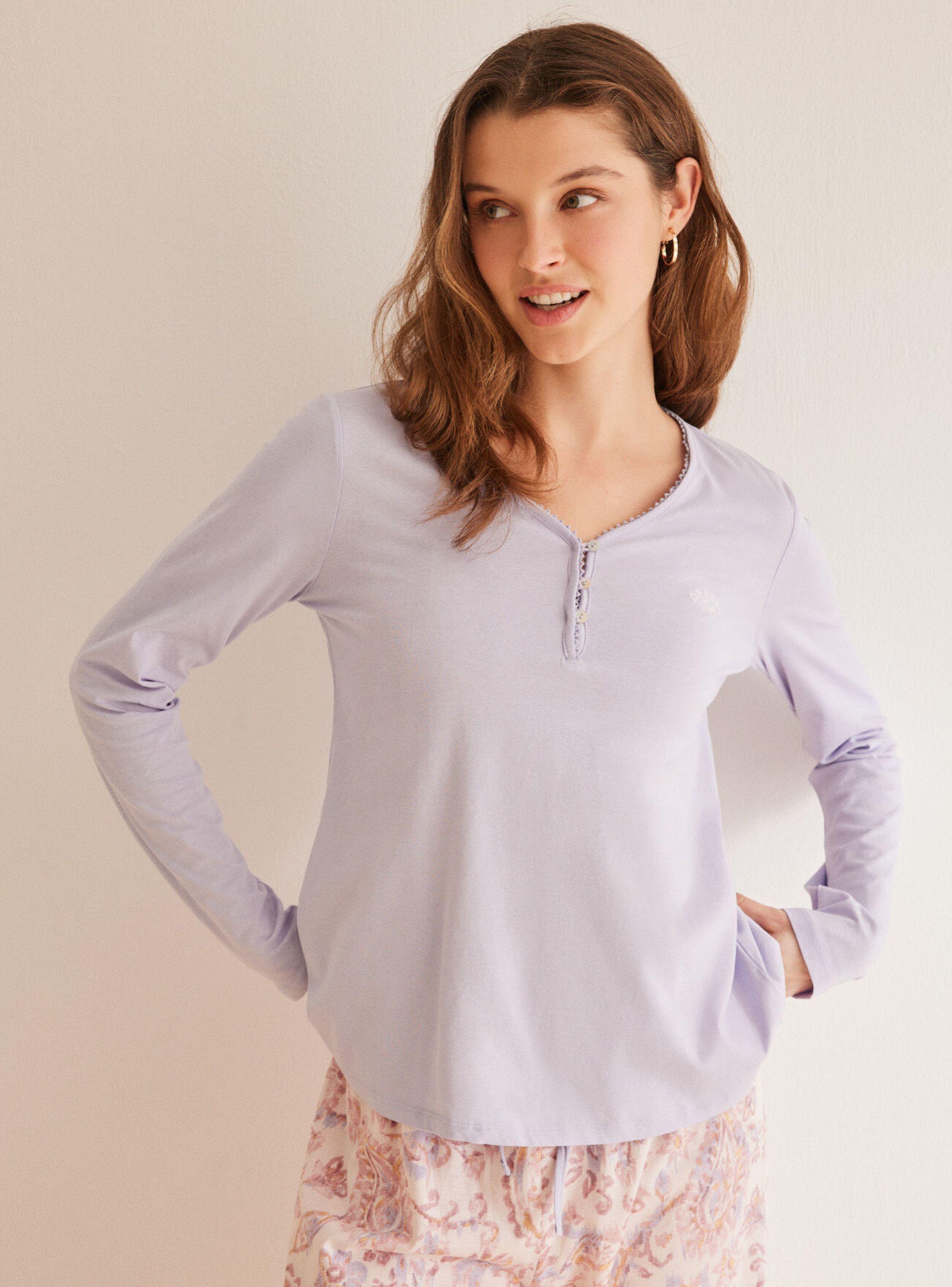 Pijama Largo Algodón Malva Paisley-1