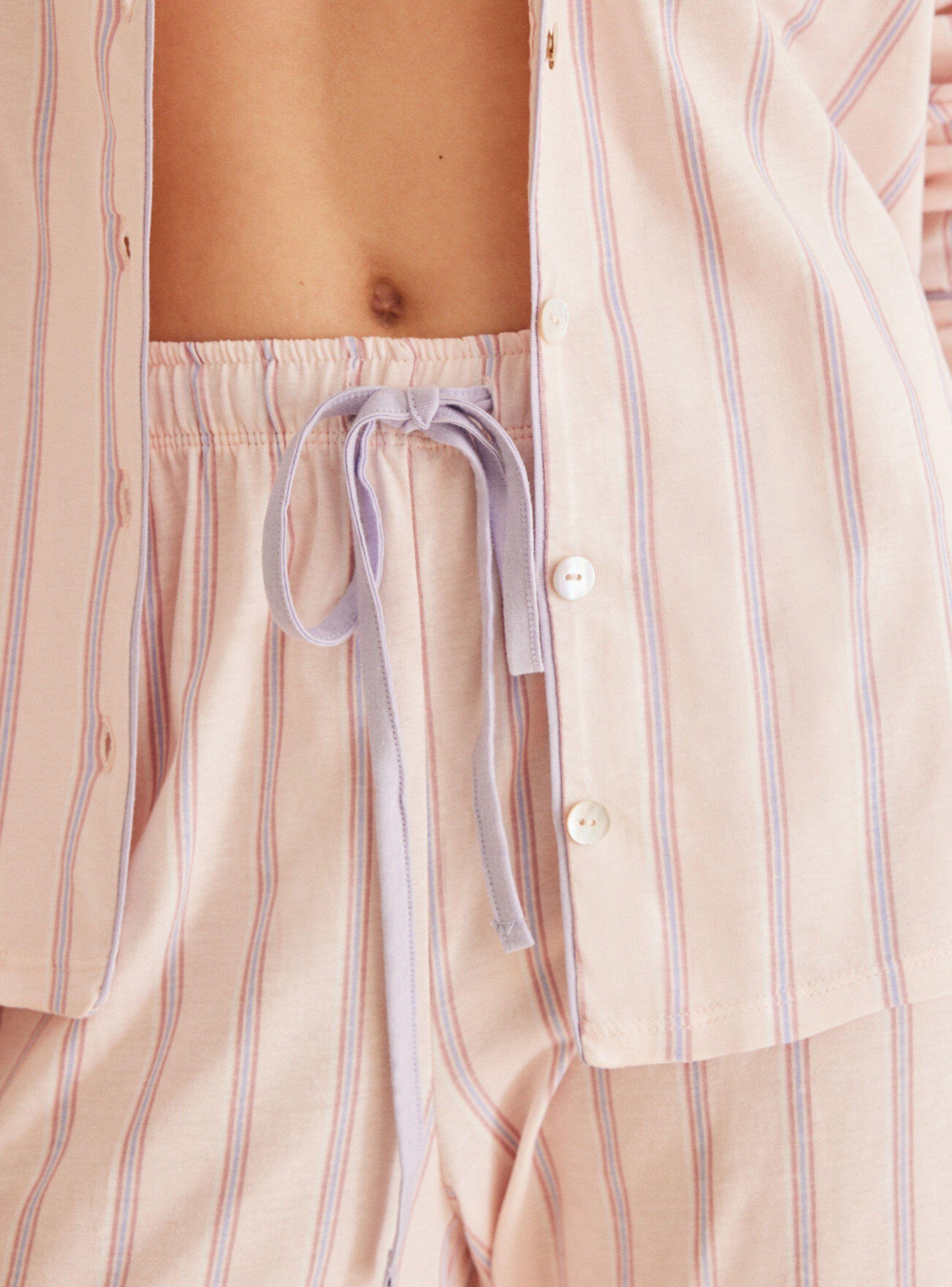 Pijama Camisero Rayas Rosa-3