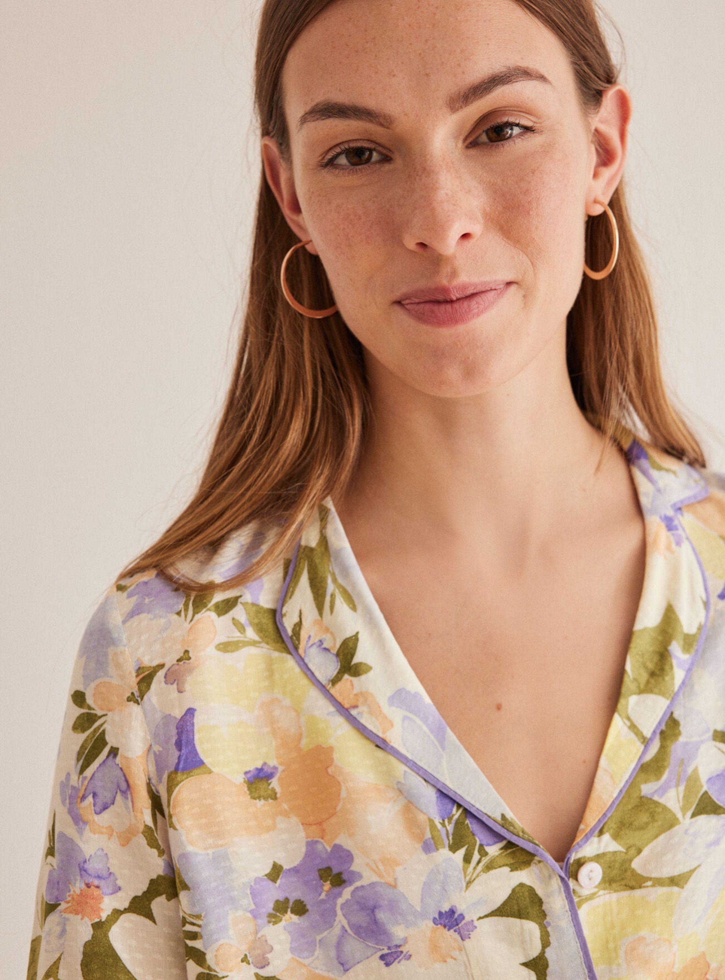 Pijama Camisero Flores Color-2